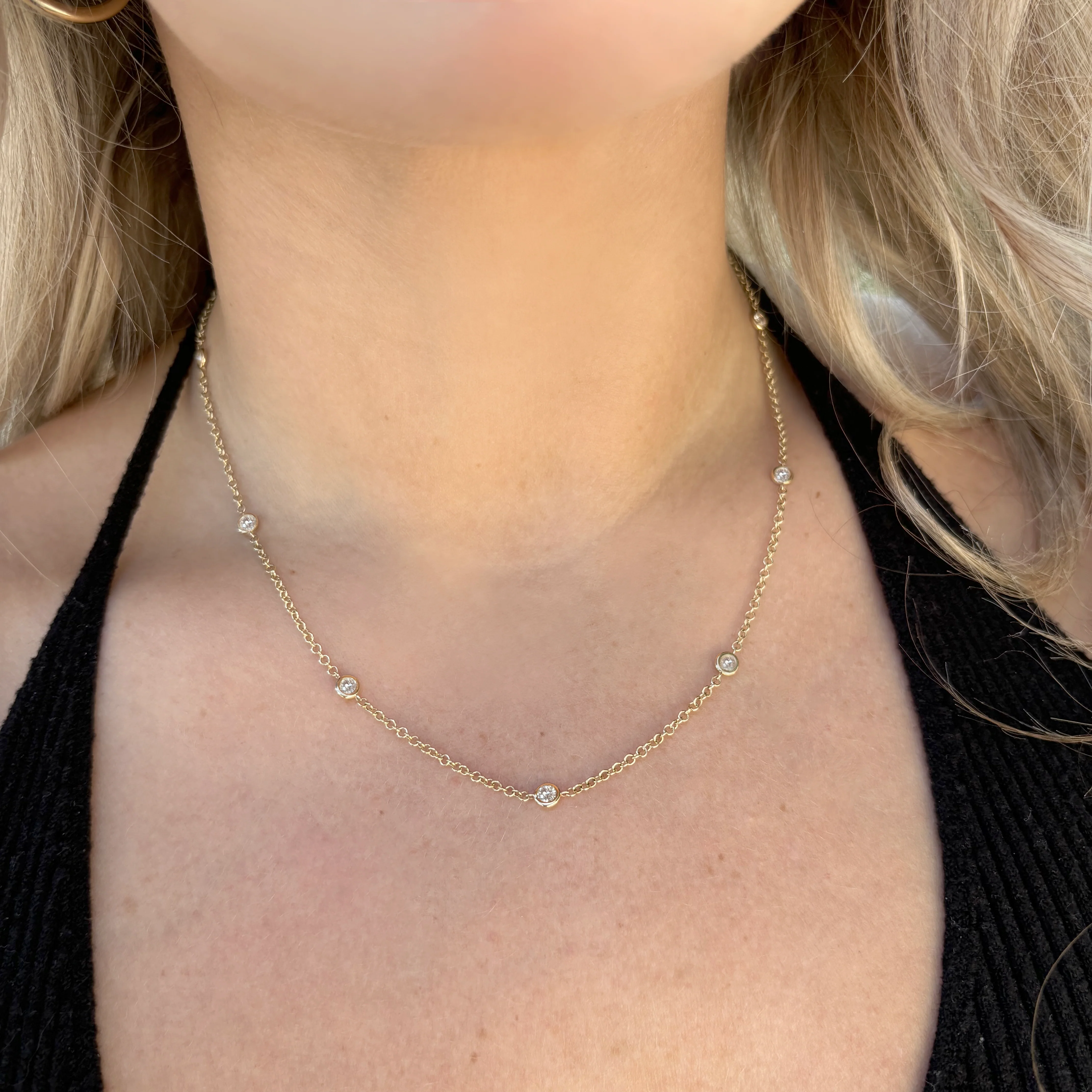 14K GOLD 1.00 CT DIAMONDS BY THE YARD NECKLACE - Image 2