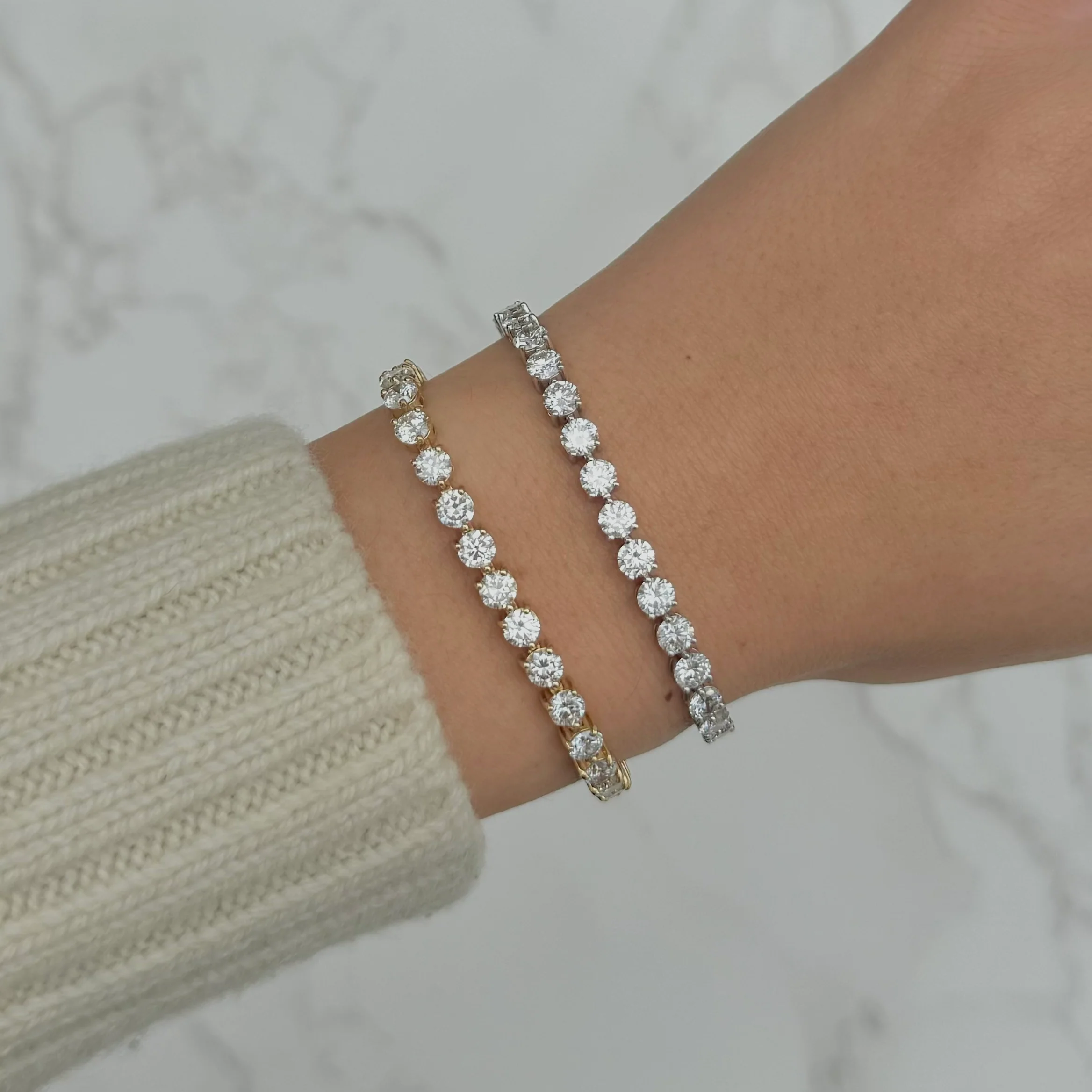 14K GOLD 10.00 CT LAB GROWN DIAMOND 3 PRONG TENNIS BRACELET - Image 3