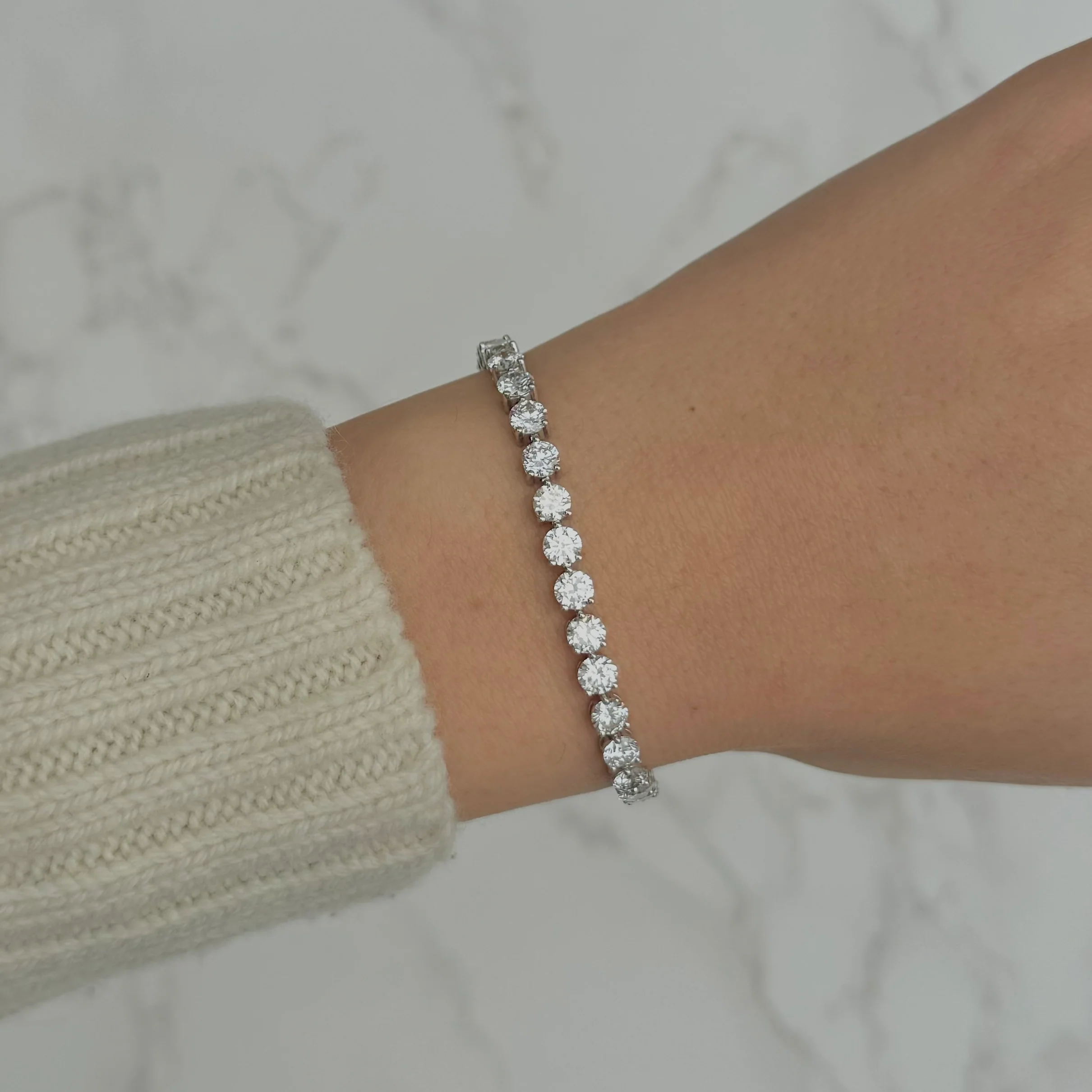14K GOLD 10.00 CT LAB GROWN DIAMOND 3 PRONG TENNIS BRACELET - Image 4