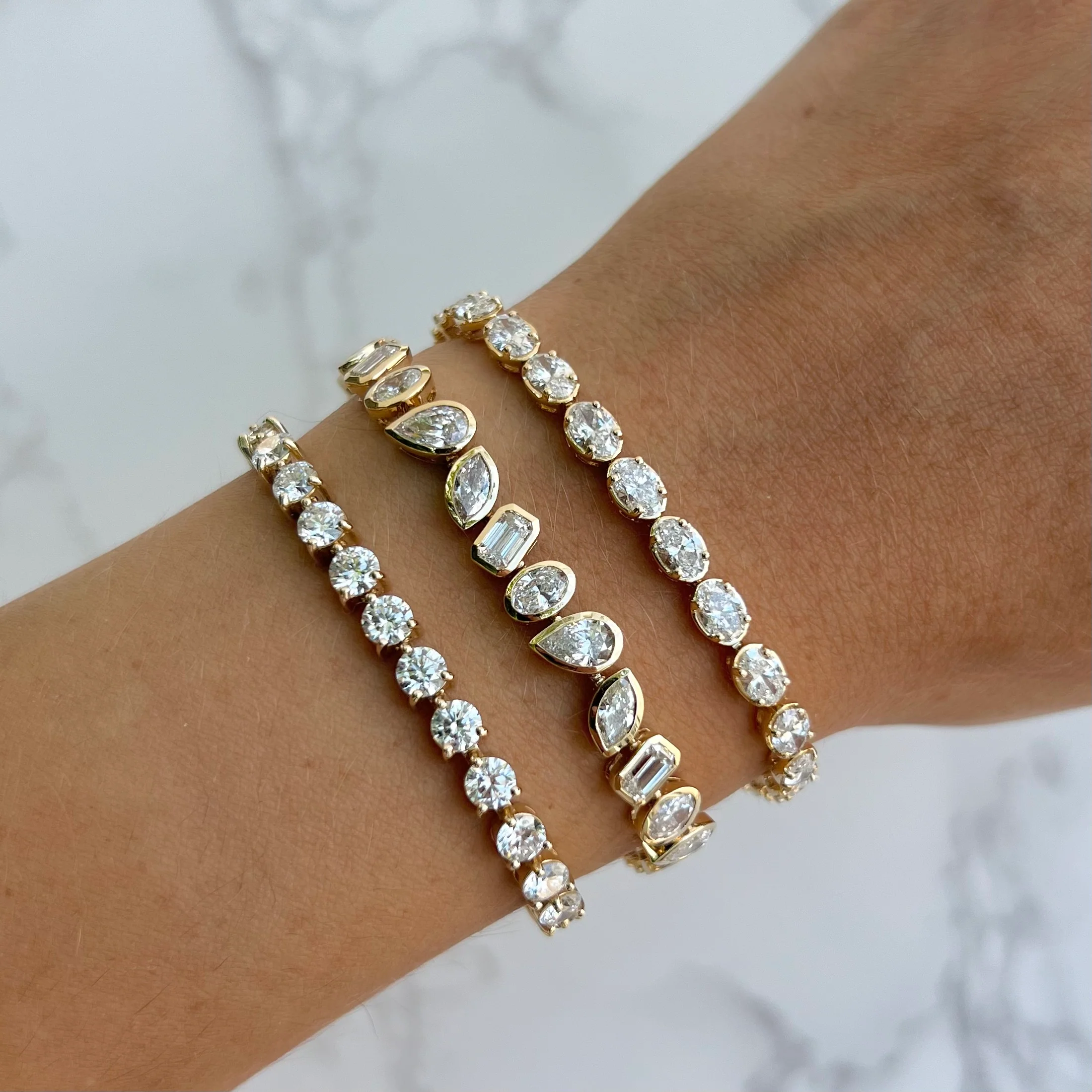 14K GOLD 10.00 CT LAB GROWN DIAMOND 3 PRONG TENNIS BRACELET - Image 5