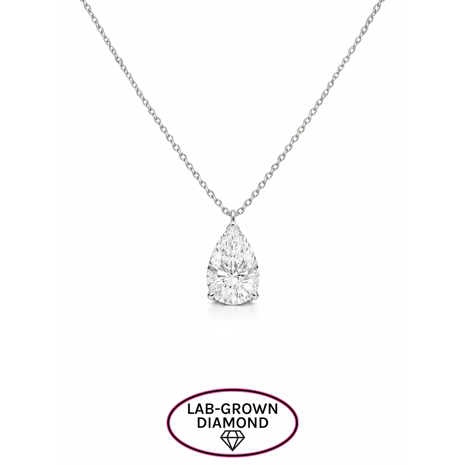 14K GOLD 2.00 CT LAB GROWN DIAMOND PEAR NECKLACE - Image 3