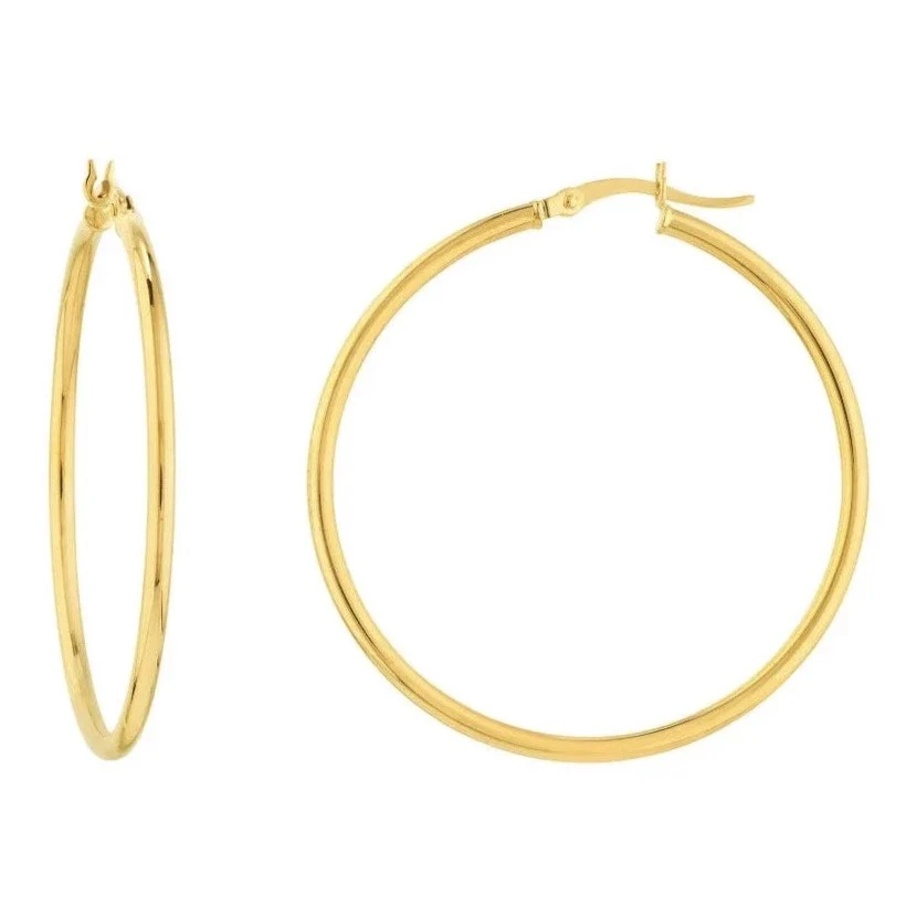 14K GOLD 2MM 1.5" HOOPS
