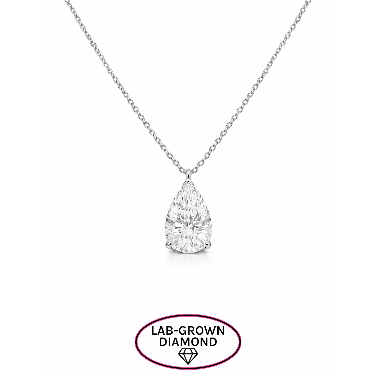 14K GOLD 3.00 CT LAB GROWN DIAMOND PEAR NECKLACE - Image 3