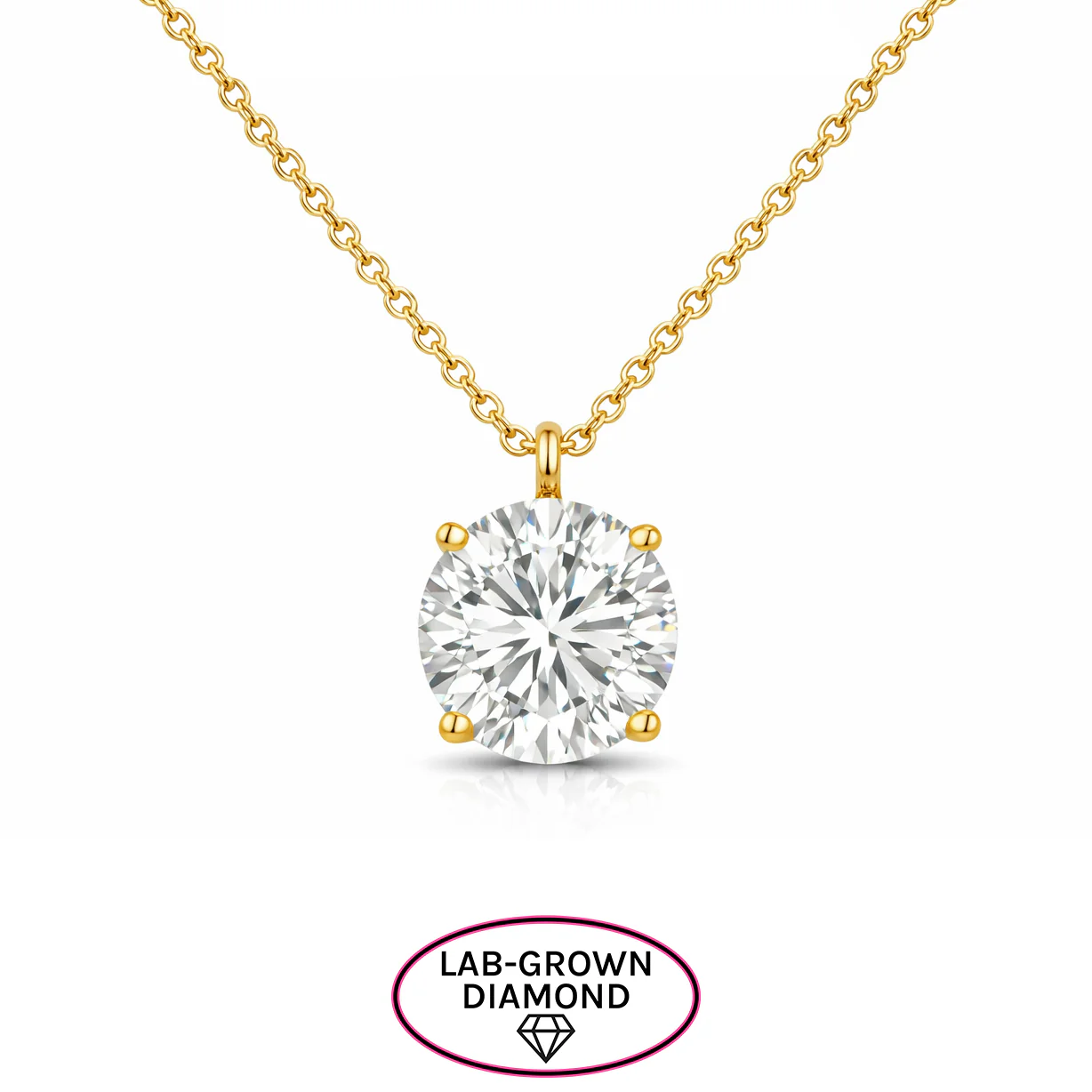 14K GOLD 3.00 CT LAB GROWN DIAMOND ROUND BRILLIANT NECKLACE - Image 3