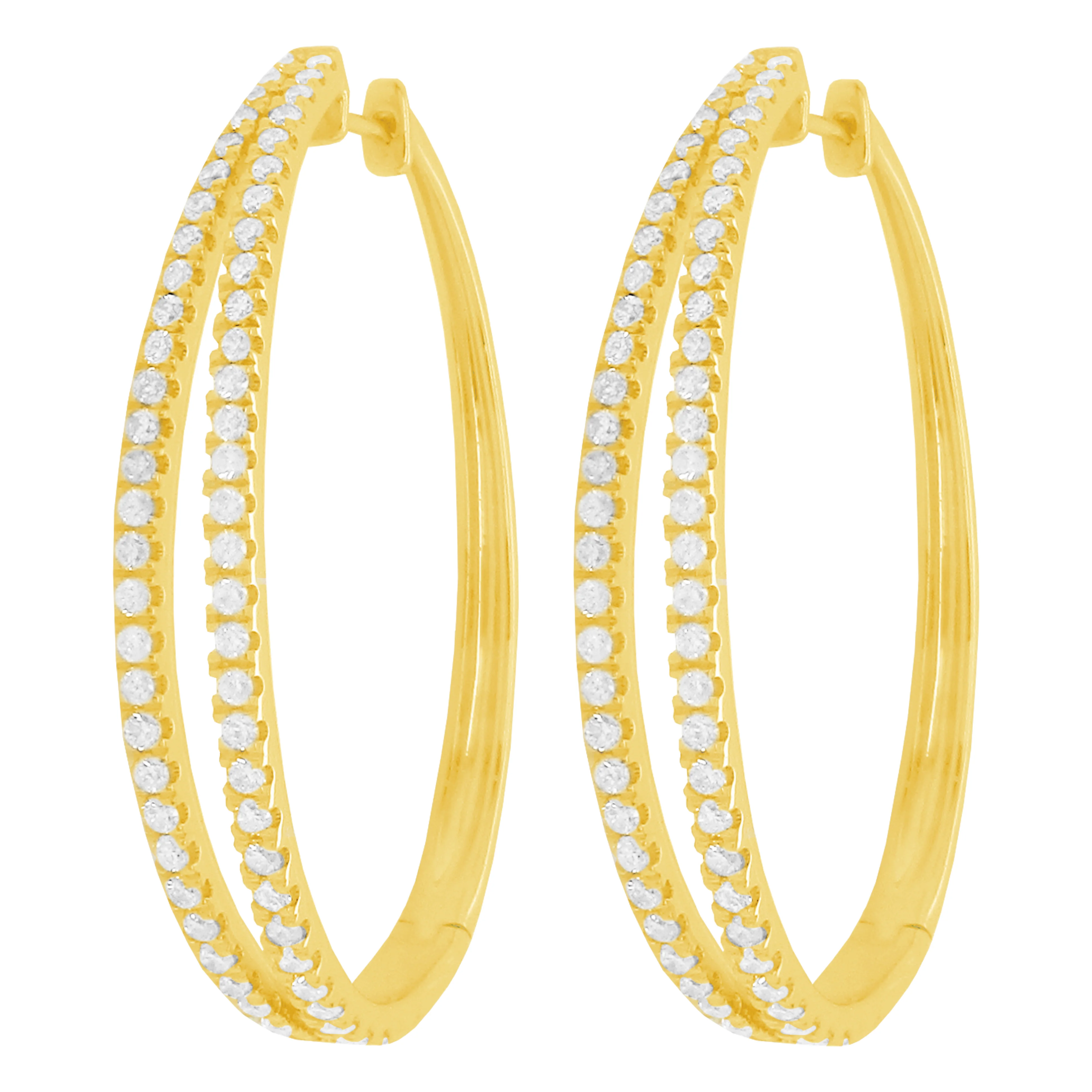 14K GOLD DIAMOND LARGE AVA HOOPS - Image 3