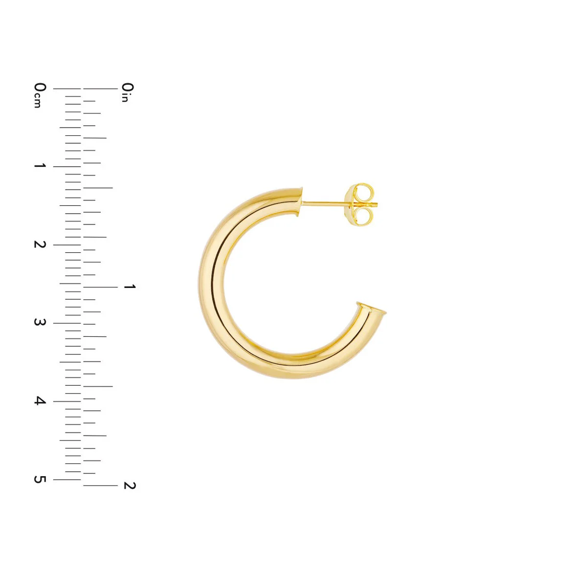 14K GOLD 4MM .75" HOOPS - Image 3