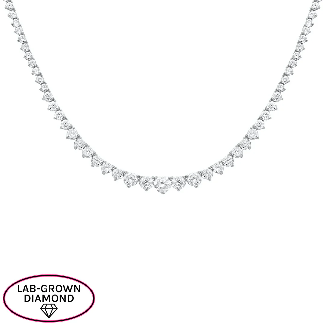 14K GOLD 8.00 CT LAB GROWN DIAMOND GRADUATED TENNIS NECKLACE - Image 3