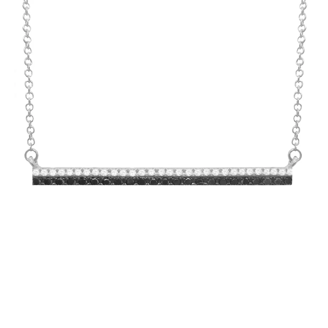 14K GOLD BLACK AND WHITE DIAMOND BAR NECKLACE - Image 3