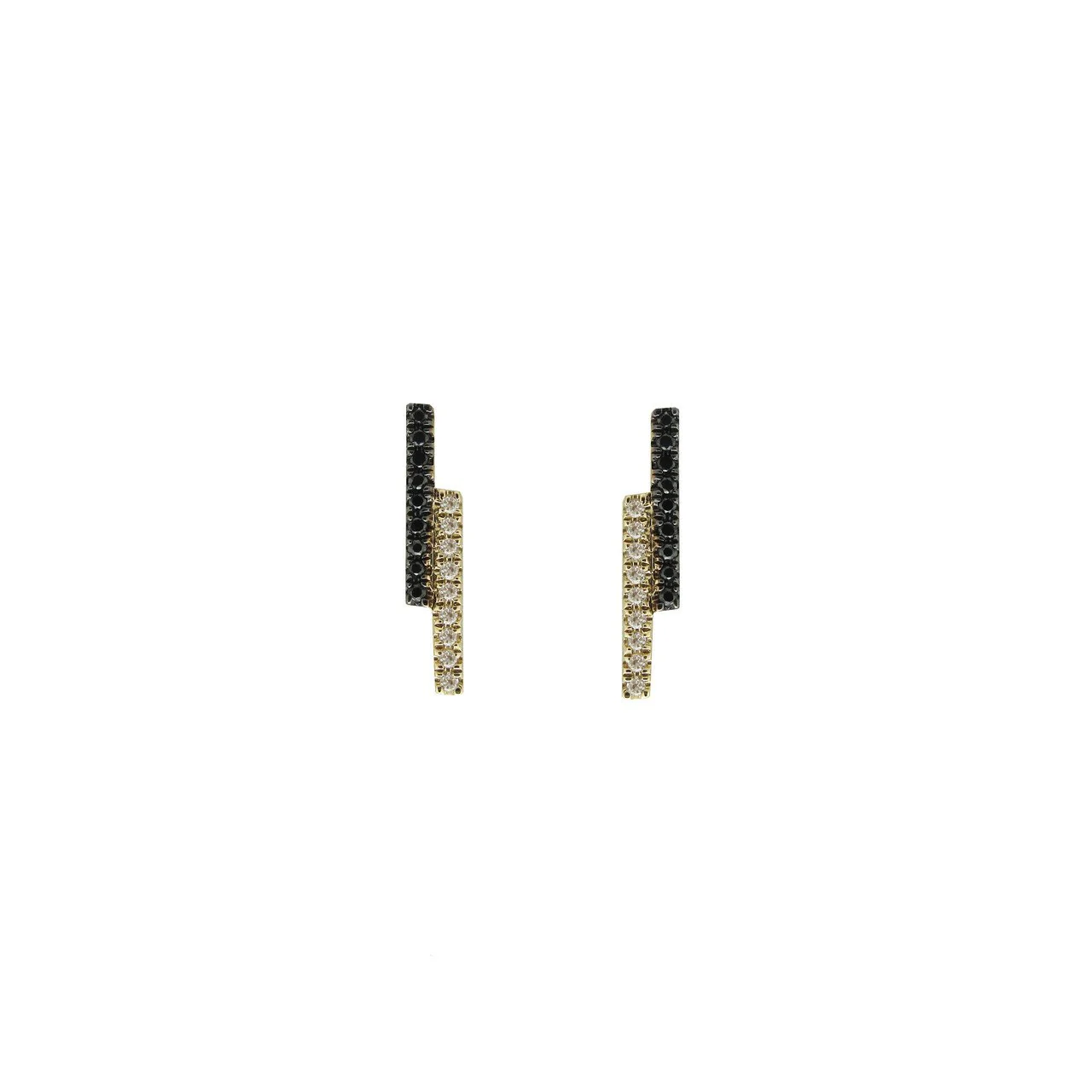 14K GOLD BLACK AND WHITE DIAMOND TRISH STUDS - Image 3