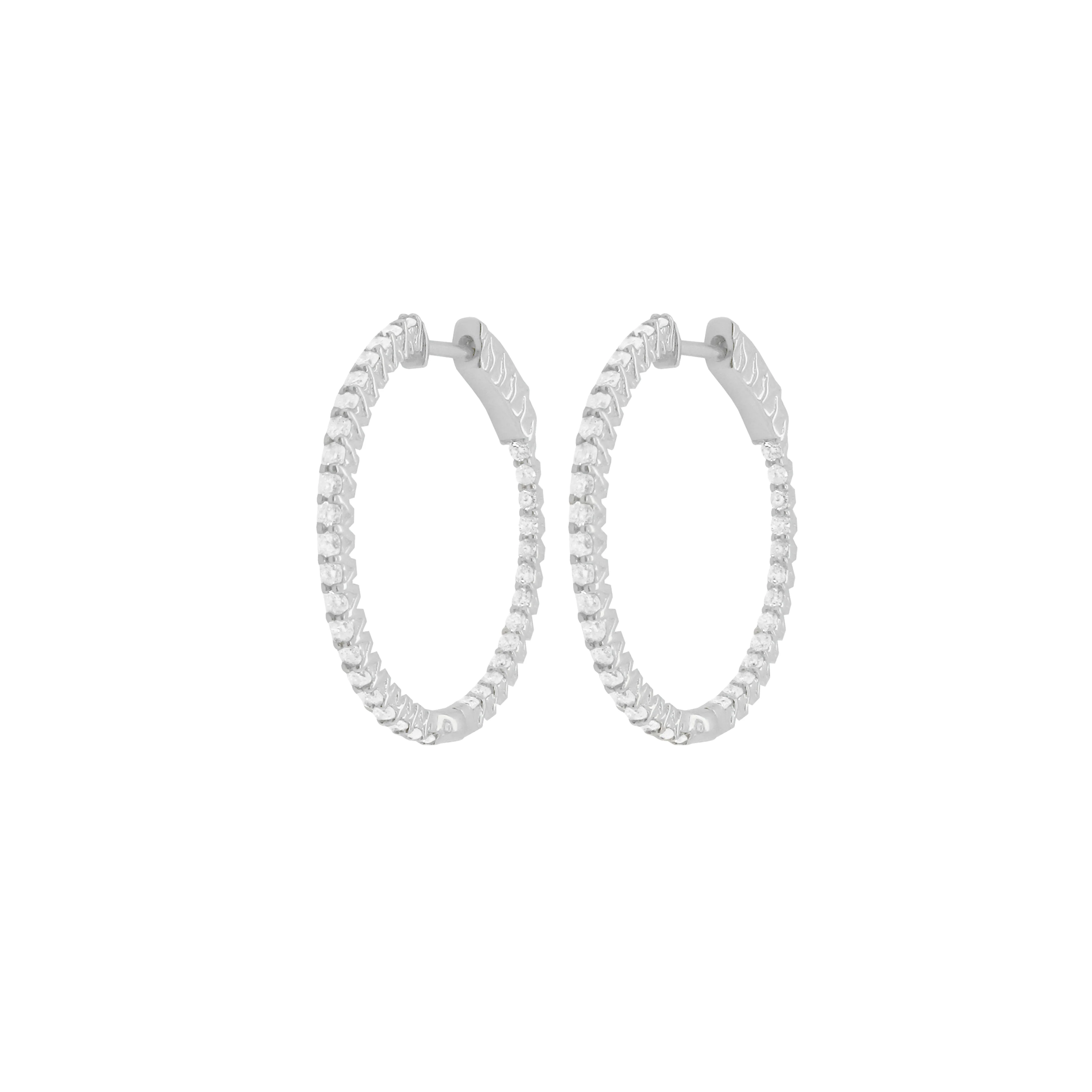14K GOLD DIAMOND .84 CT CLASSIC DIAMOND HOOPS - Image 4
