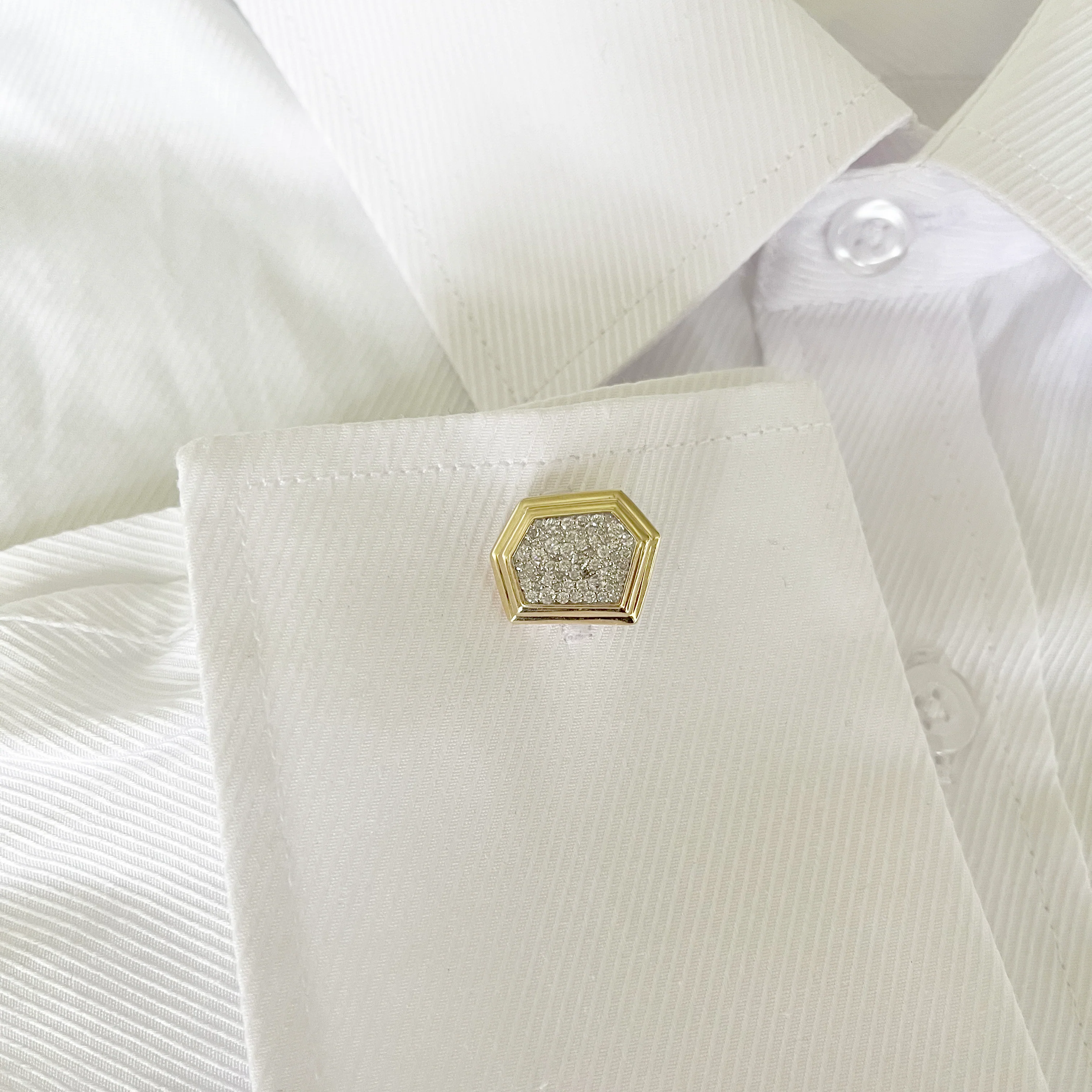 14K GOLD DIAMOND ADAM CUFFLINKS - Image 2