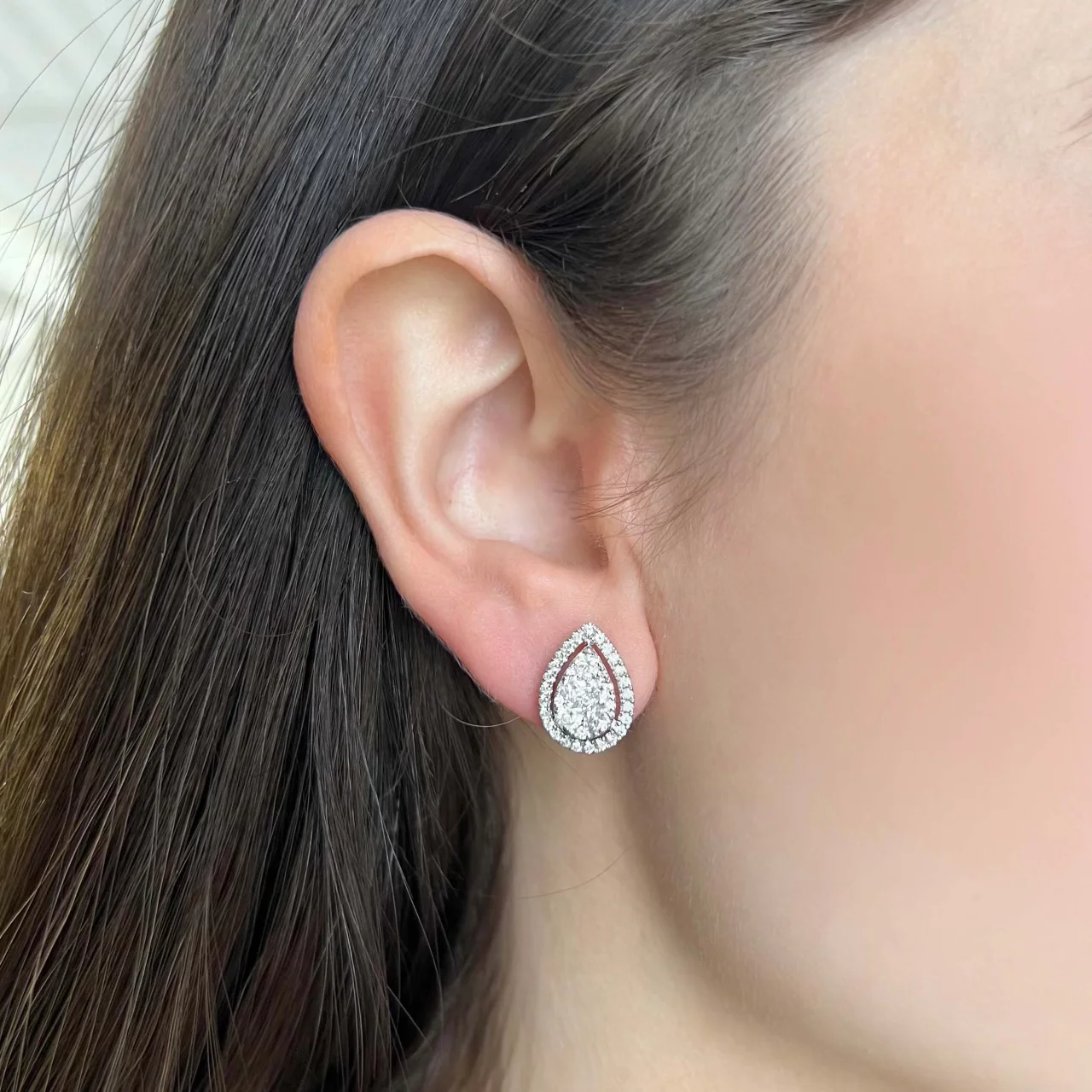 14K GOLD DIAMOND ADDY PEAR STUDS - Image 2