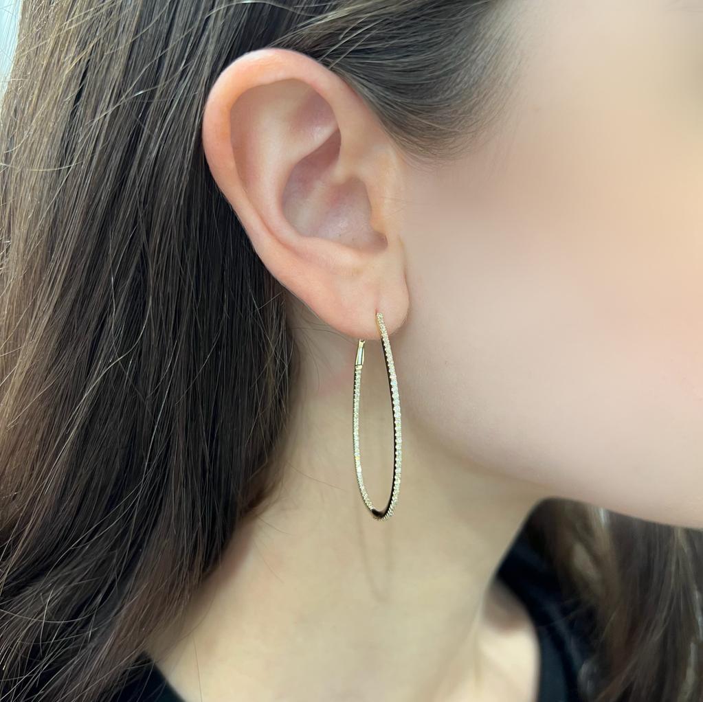 14K GOLD DIAMOND MEDIUM MICHELLE HOOPS - Image 5