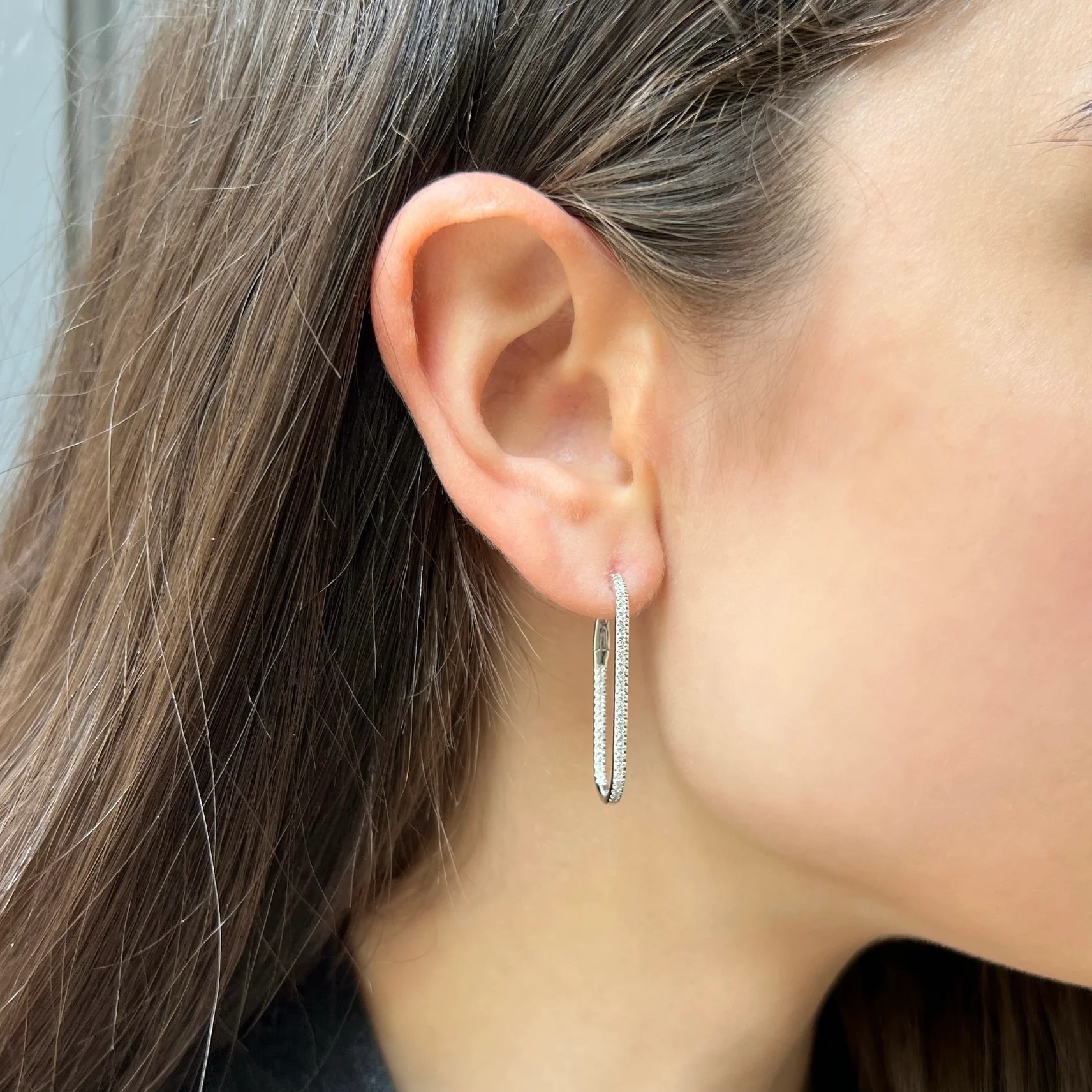 14K GOLD DIAMOND ALLISON HOOPS - Image 5