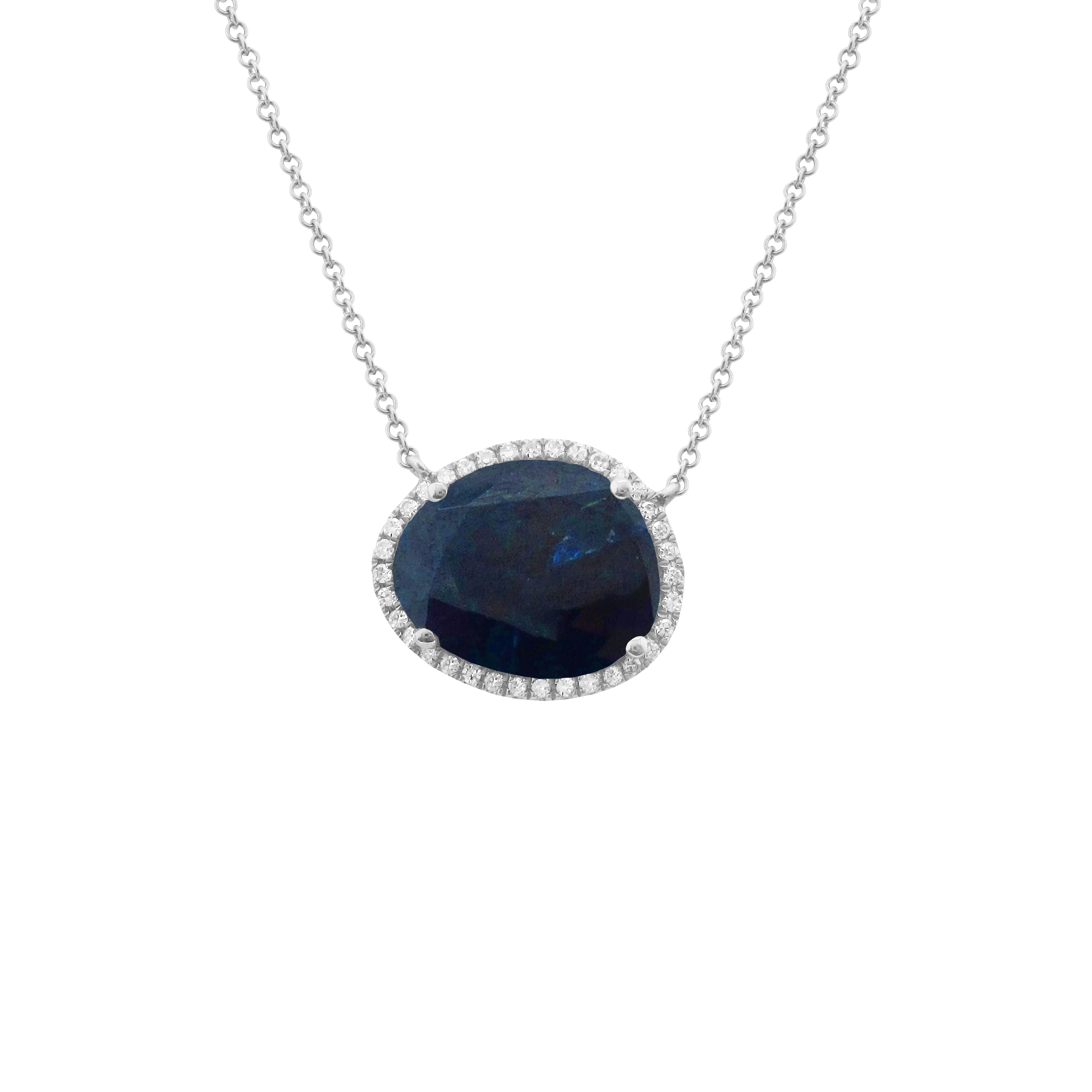 14K GOLD DIAMOND AND BLUE SAPPHIRE CARA NECKLACE - Image 3