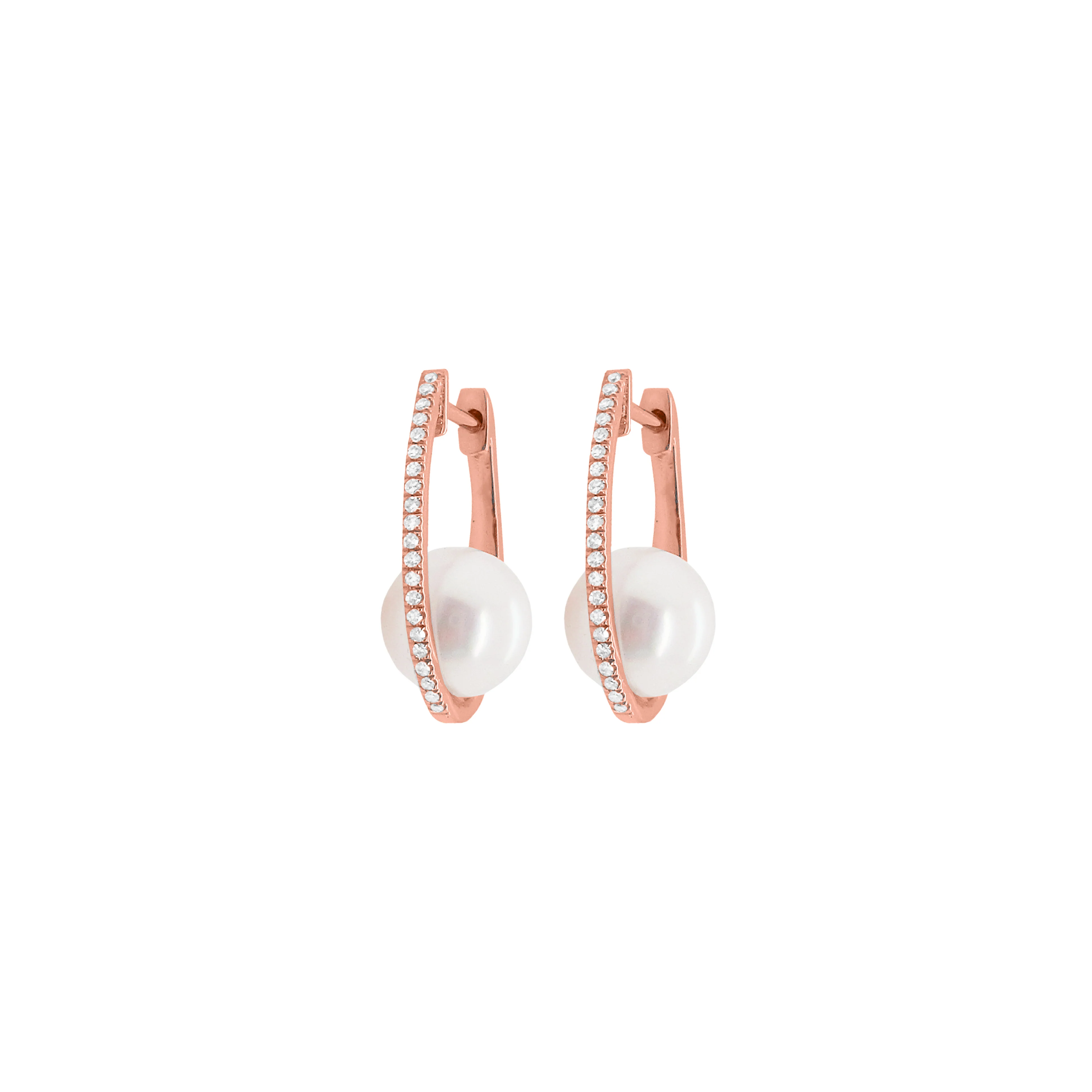 14K GOLD DIAMOND AND PEARL JACQUELINE EARRINGS - Image 4