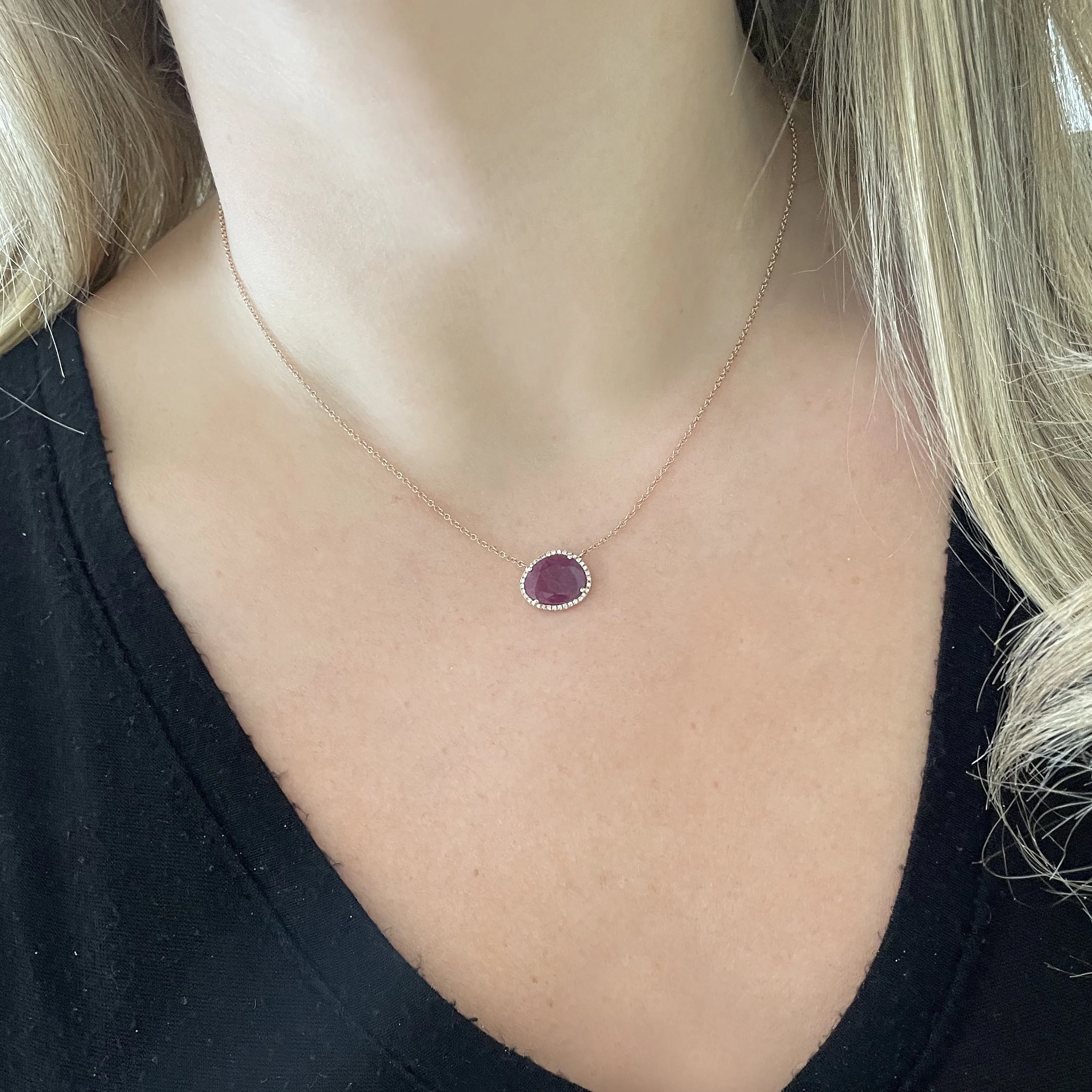 14K GOLD DIAMOND AND RUBY CARA NECKLACE - Image 3