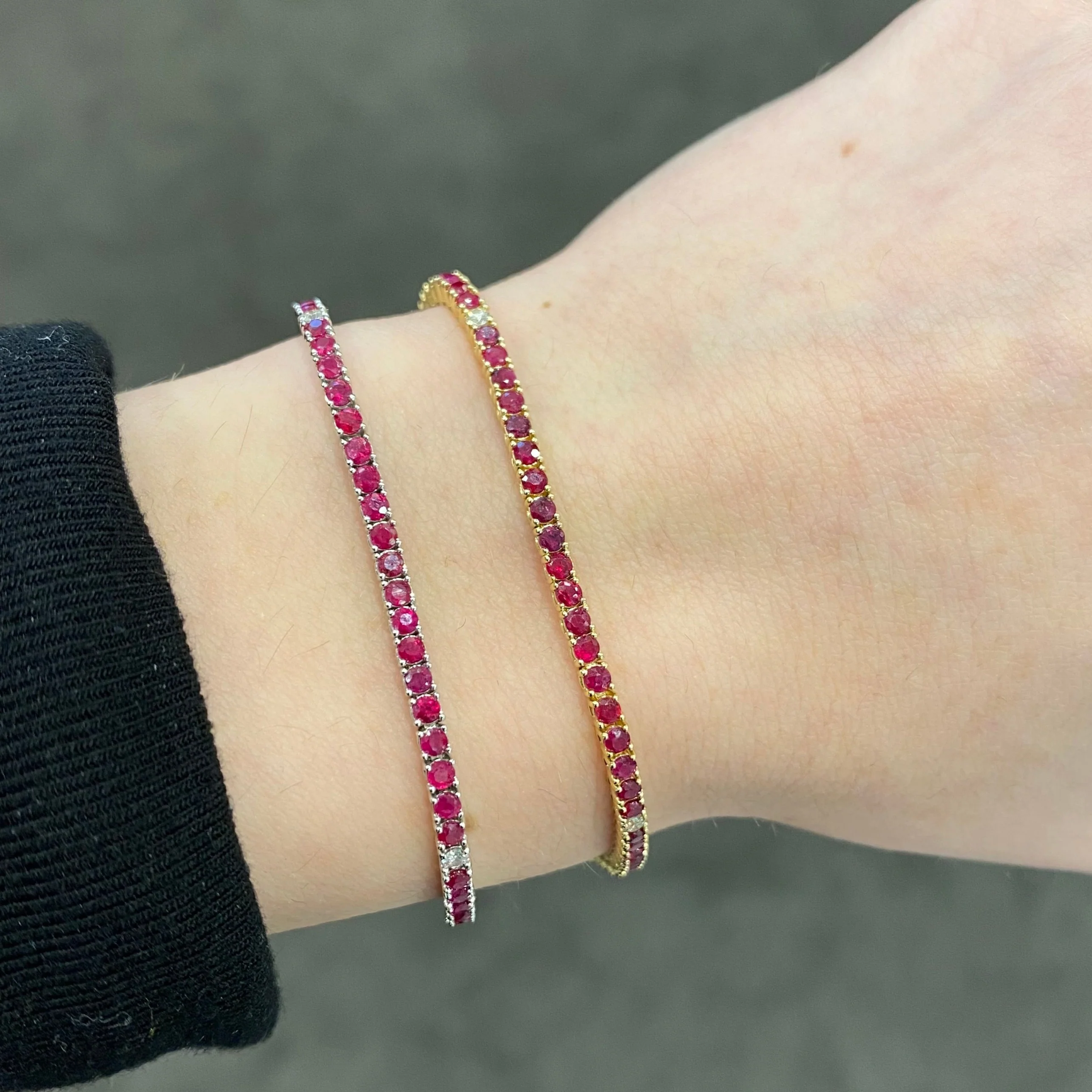 14K GOLD DIAMOND AND RUBY ELLIE TENNIS BRACELET - Image 5