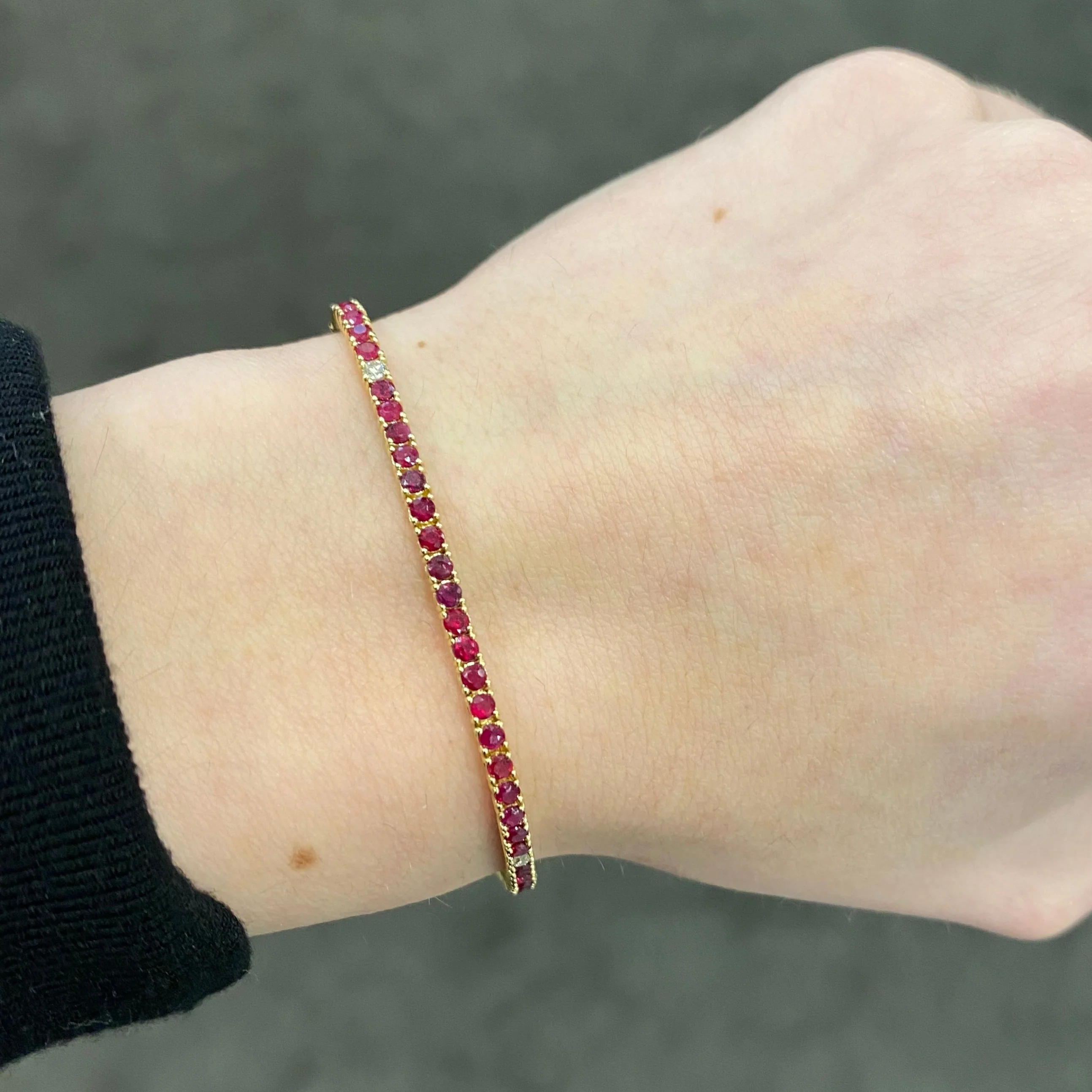 14K GOLD DIAMOND AND RUBY ELLIE TENNIS BRACELET - Image 6