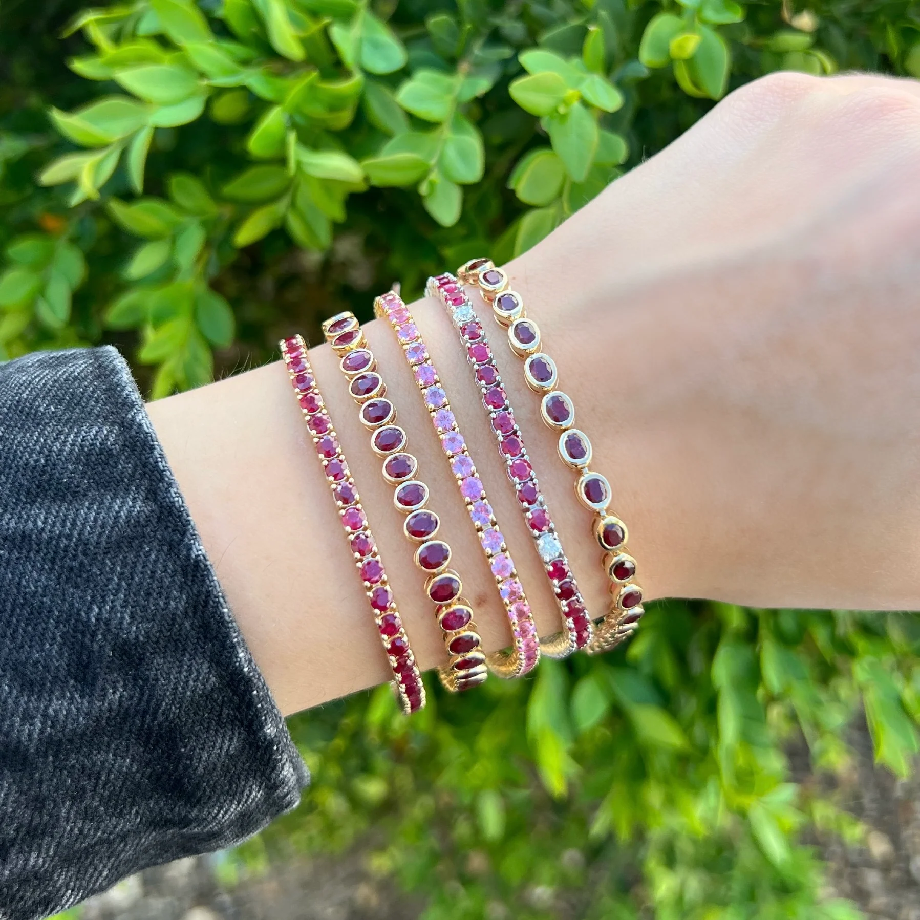 14K GOLD DIAMOND AND RUBY MEDIUM HILARY TENNIS BRACELET - Image 6