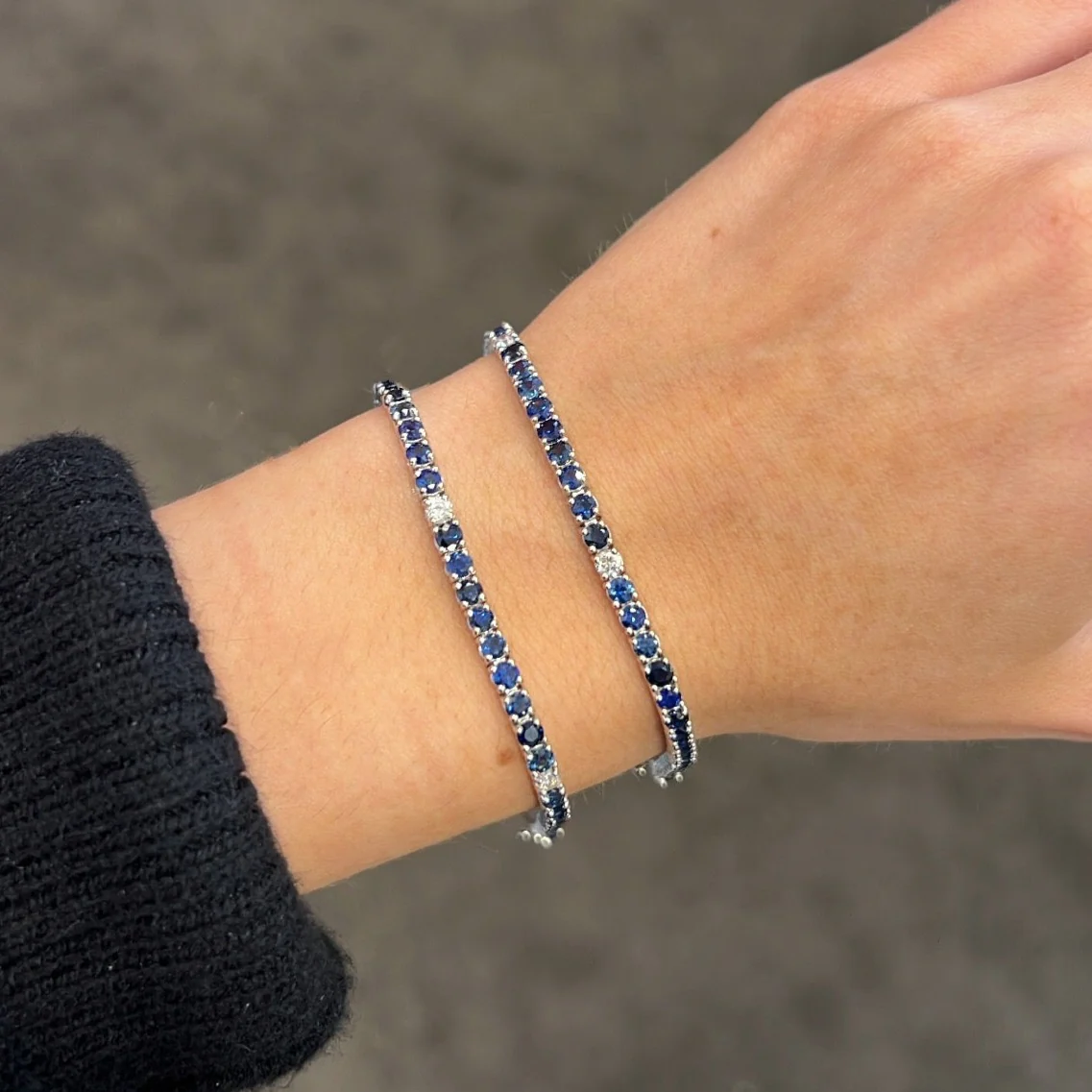 14K GOLD DIAMOND AND SAPPHIRE MEDIUM HILARY TENNIS BRACELET - Image 7