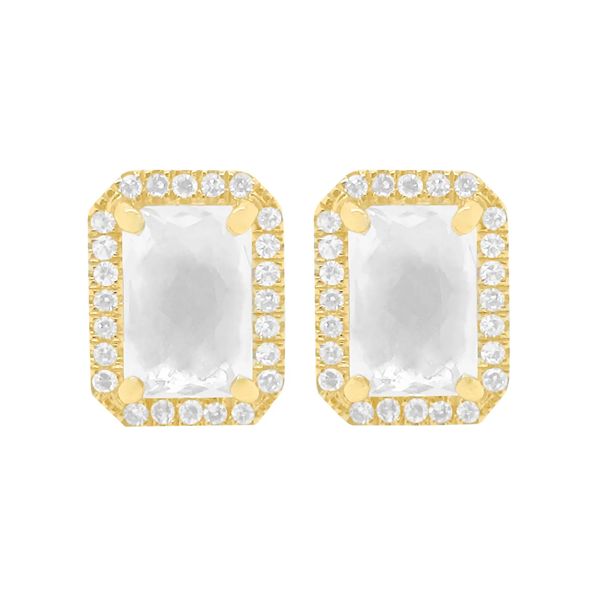 14K GOLD DIAMOND AND WHITE TOPAZ RORY STUDS - Image 3