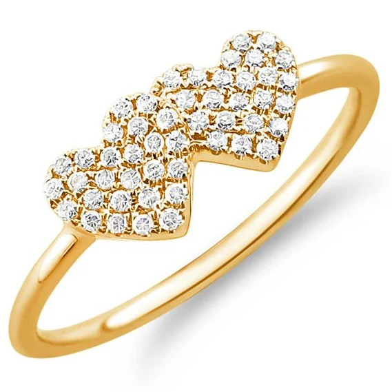 14K GOLD DIAMOND ARIELLE DOUBLE HEART RING - Image 5