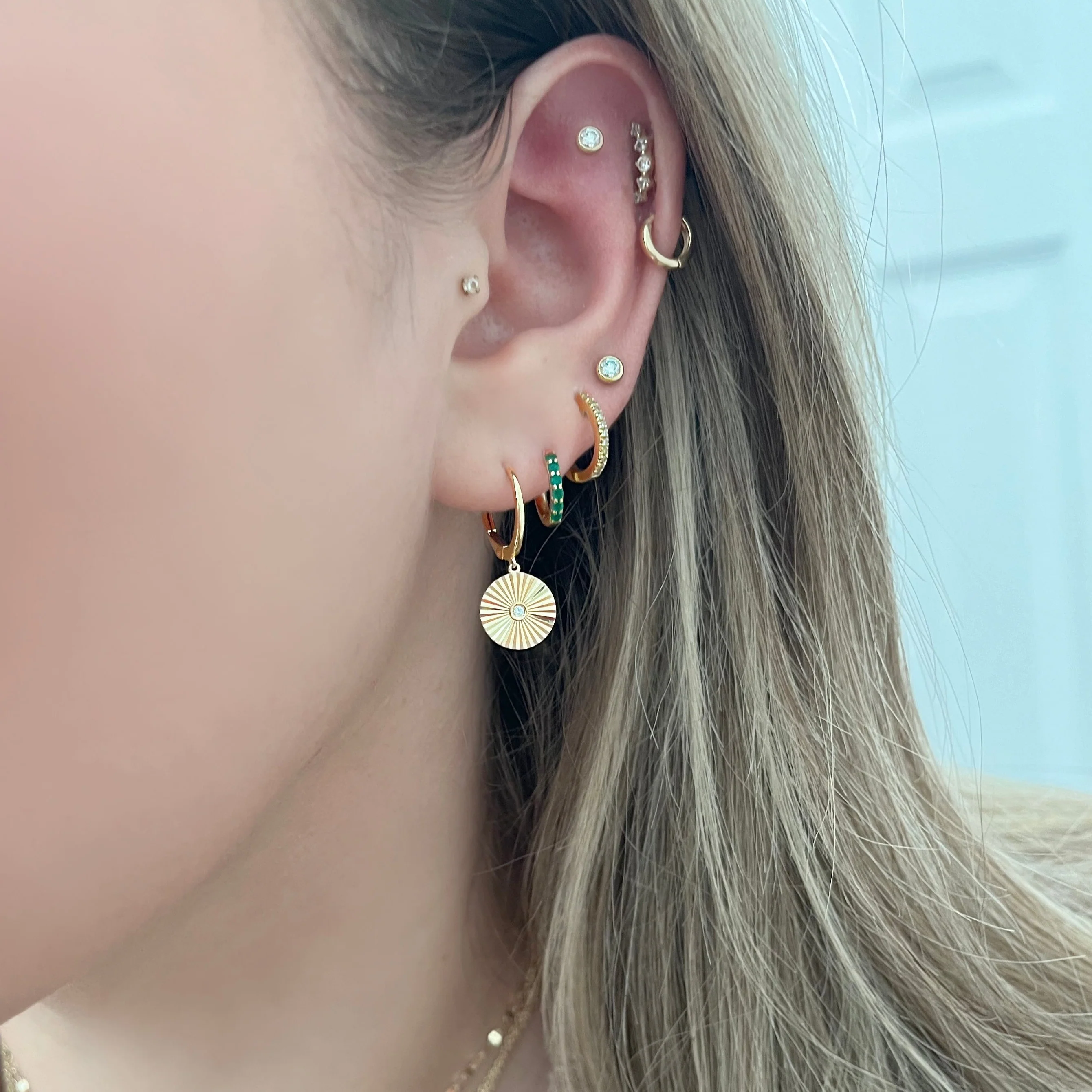 14K GOLD DIAMOND ATARA CIRCLE EARRINGS - Image 2
