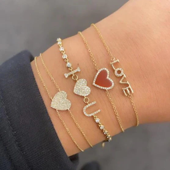 14K GOLD DIAMOND LARGE AVERY HEART BRACELET - Image 5