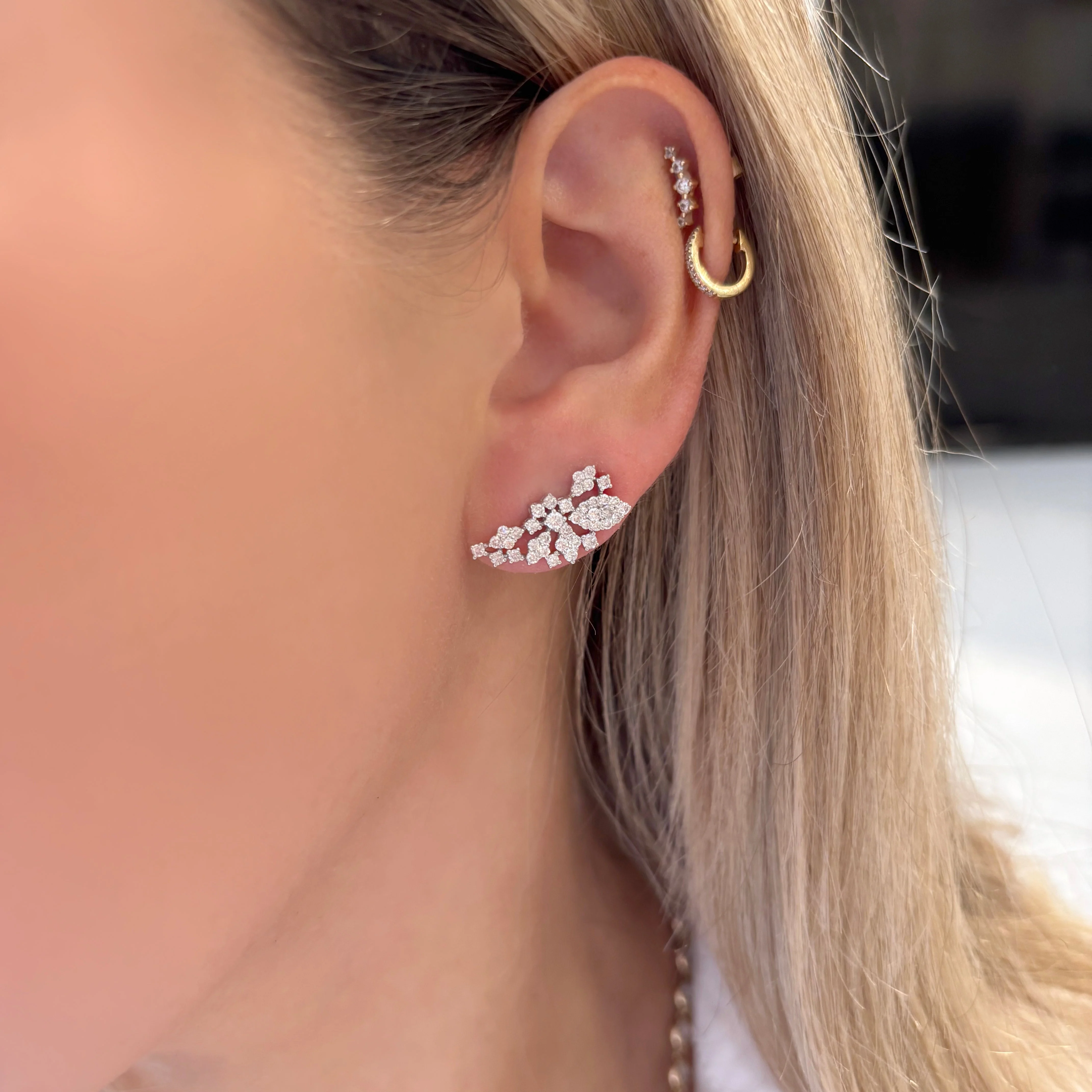 14K GOLD DIAMOND AVIVA STUDS - Image 2