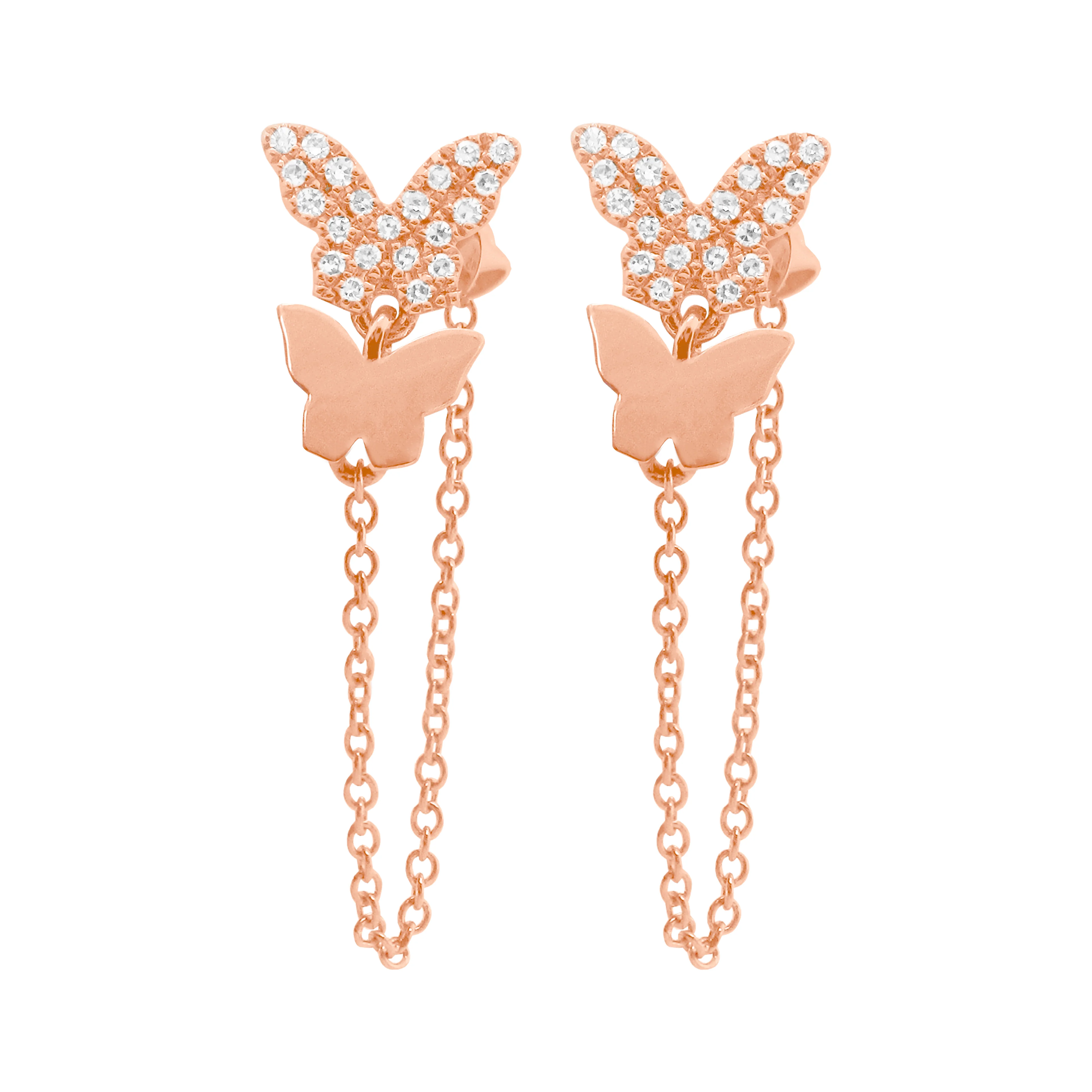 14K GOLD DIAMOND BAILEY BUTTERFLY EARRINGS - Image 3