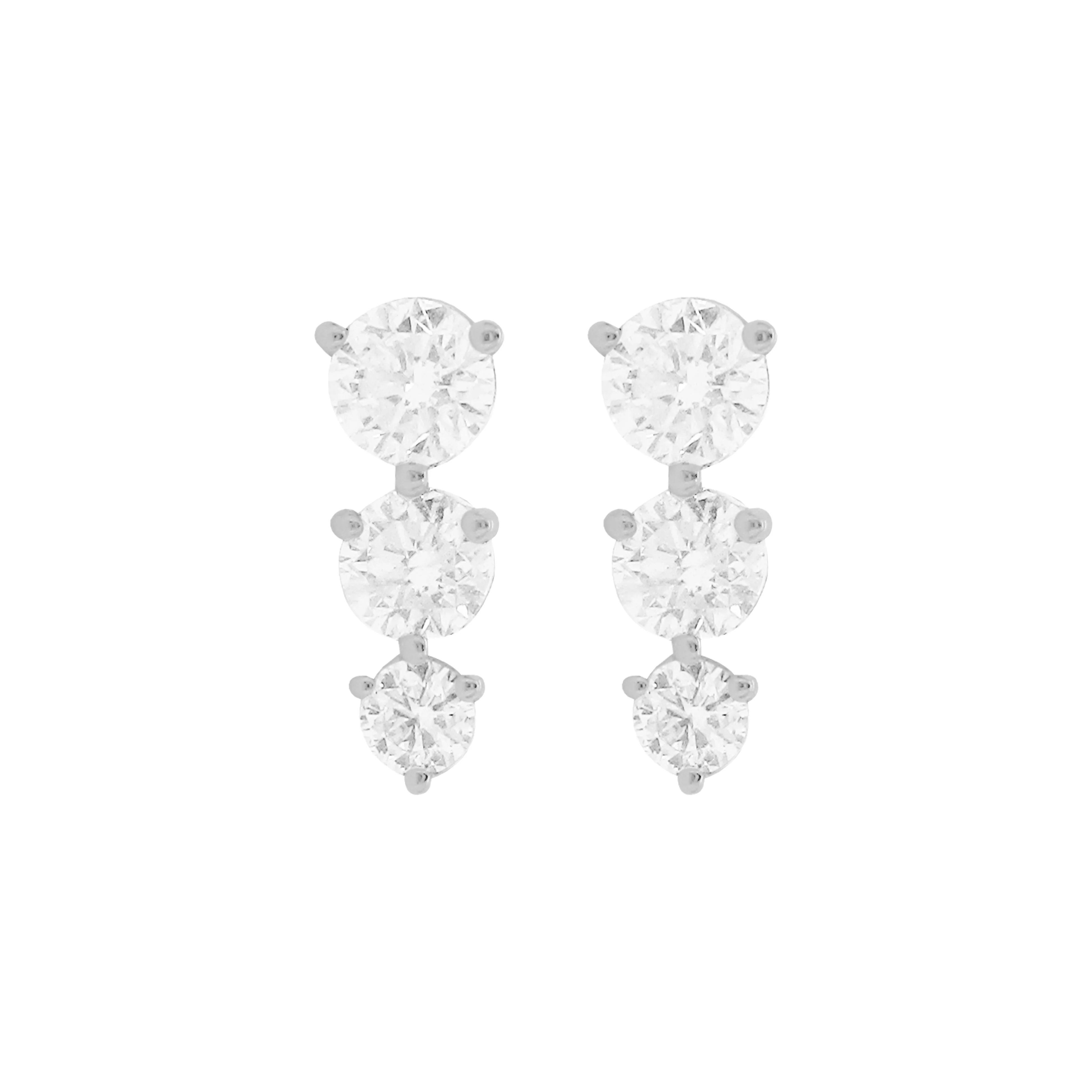 14K GOLD DIAMOND BELLE STUDS - Image 3