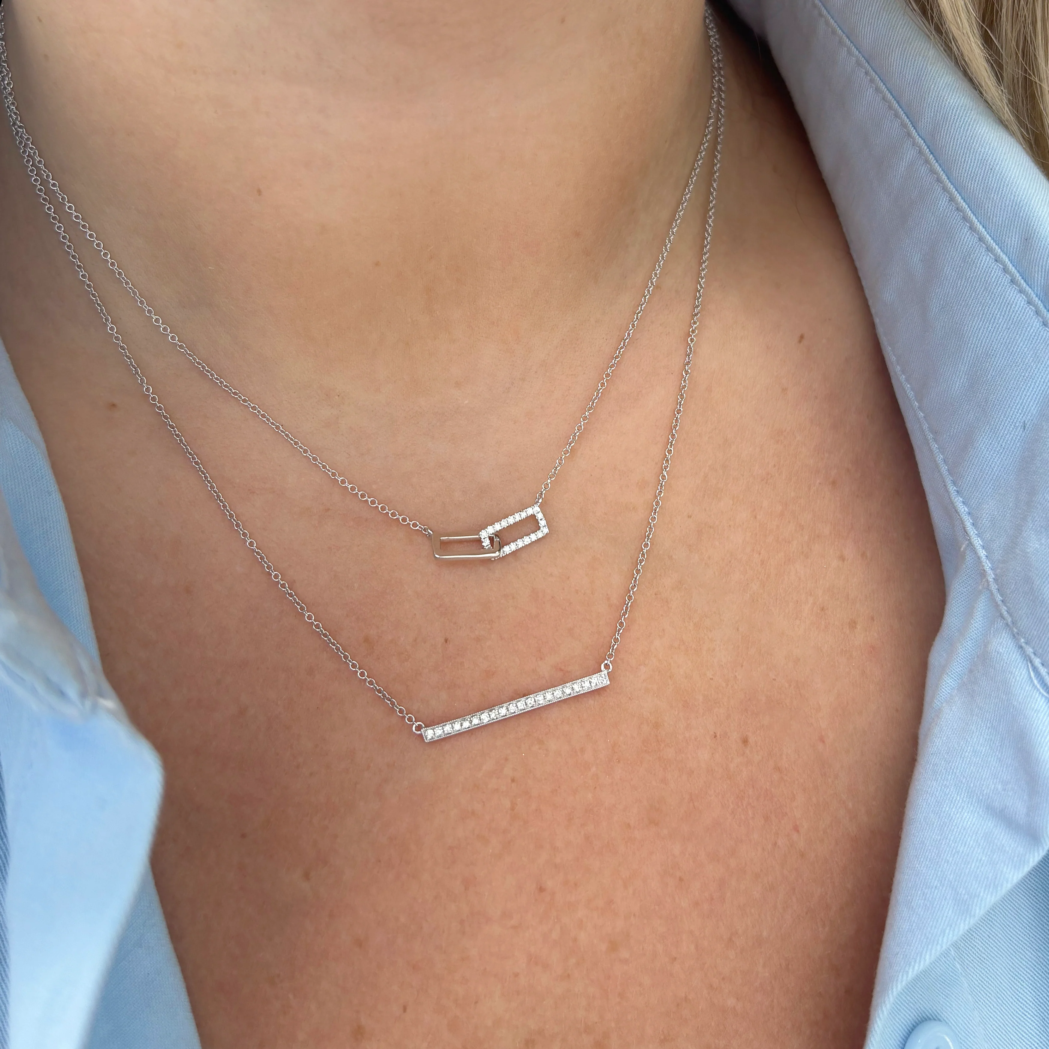 14K GOLD DIAMOND BETH LINK NECKLACE - Image 2