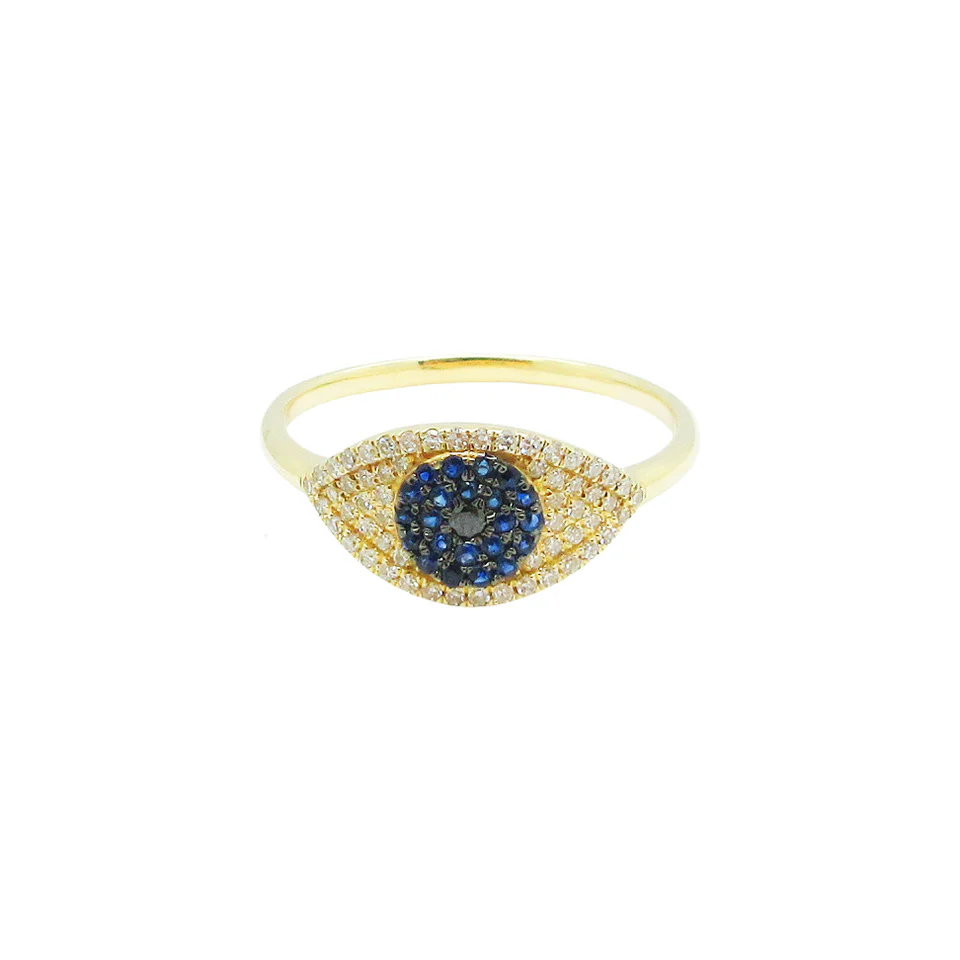 14K GOLD DIAMOND BLUE SAPPHIRE NINA EYE RING - Image 4