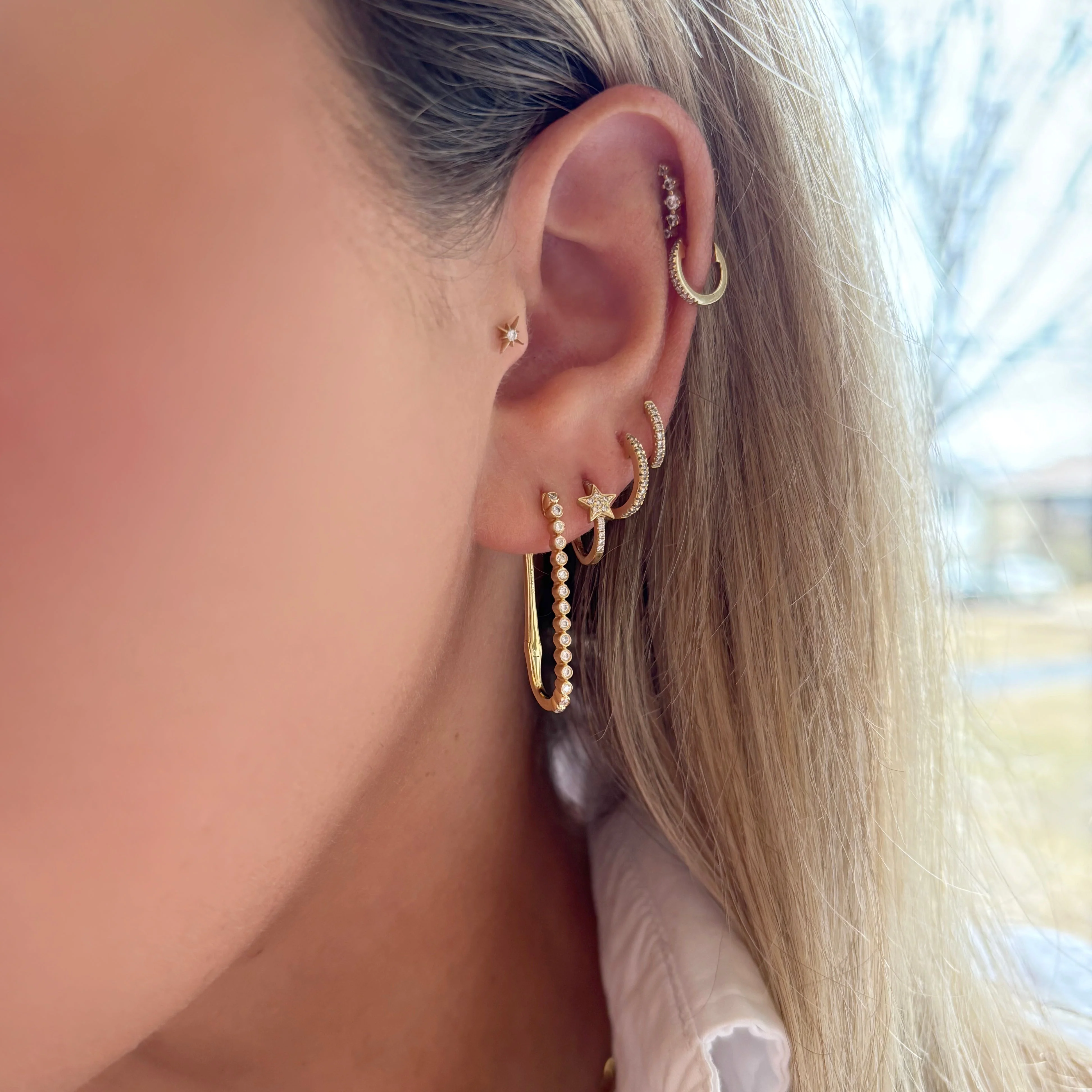 14K GOLD DIAMOND BREE HOOPS - Image 2