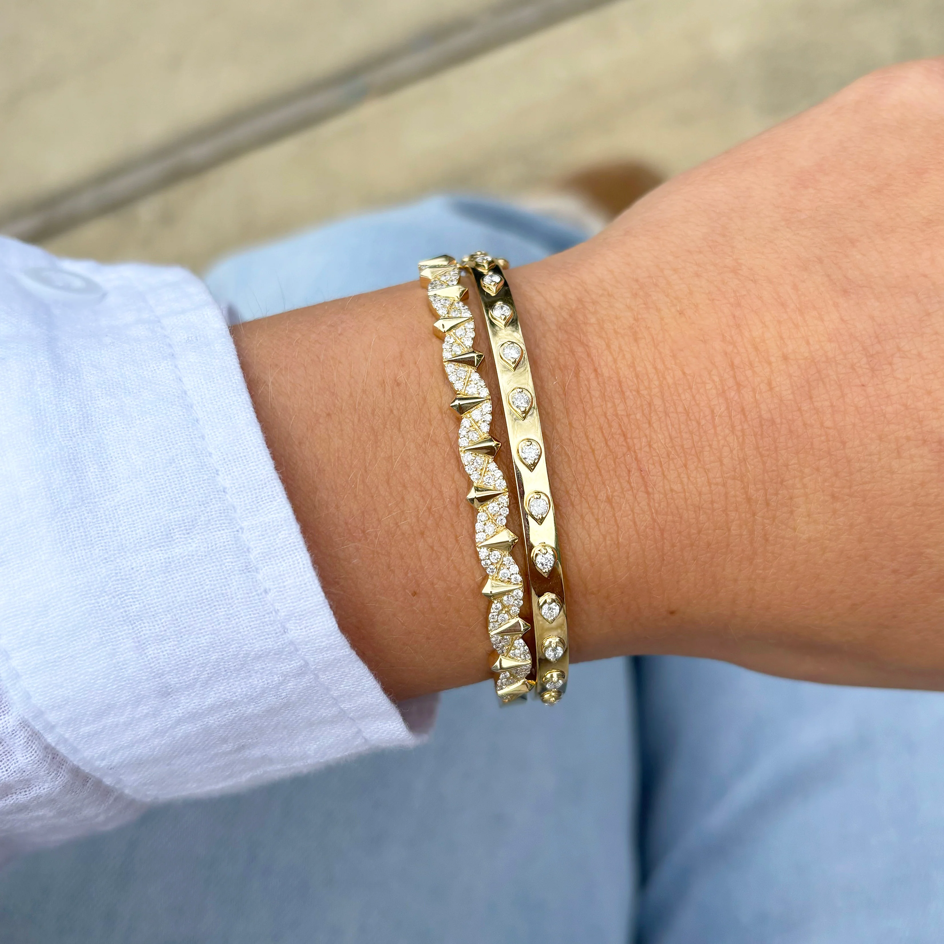 14K GOLD DIAMOND BRIDGET BANGLE - Image 2
