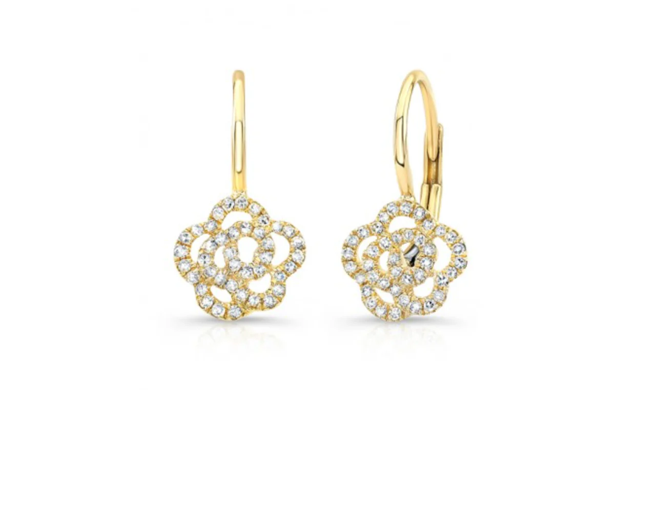 14K GOLD DIAMOND CAMILIA LEVERBACK EARRINGS - Image 4