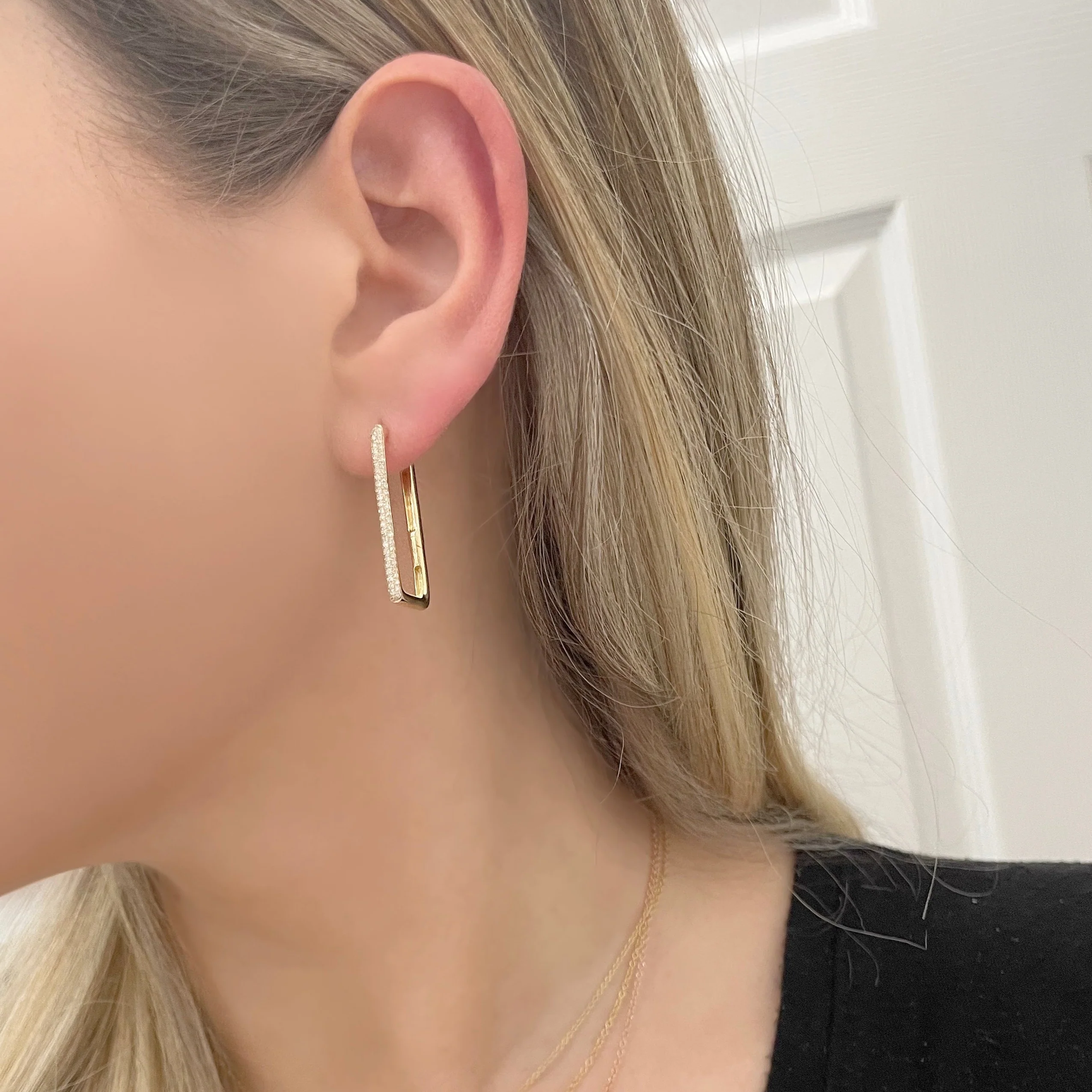 14K GOLD DIAMOND CARSON HOOPS - Image 2