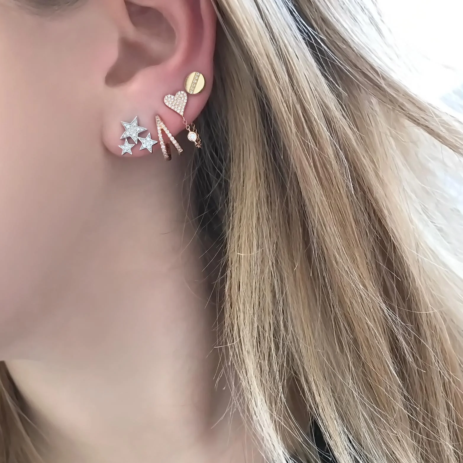 14K GOLD DIAMOND CELESTE STAR STUDS - Image 2