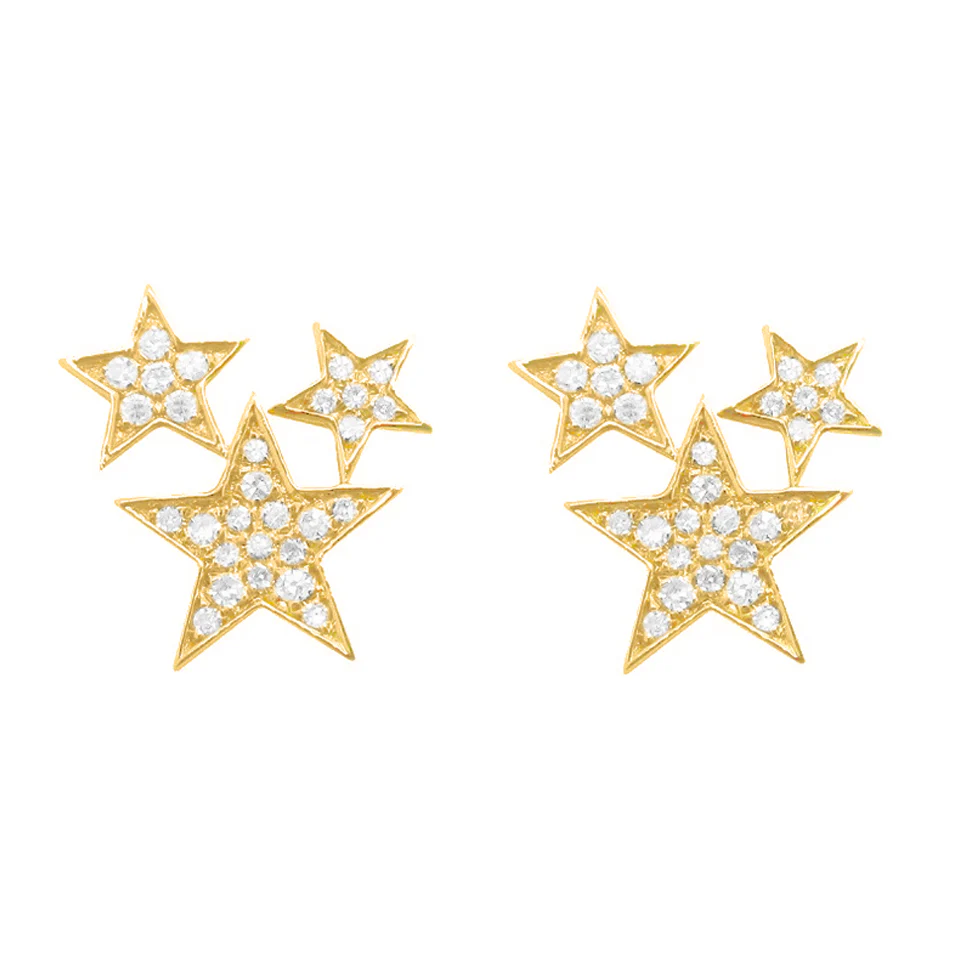 14K GOLD DIAMOND CELESTE STAR STUDS - Image 4