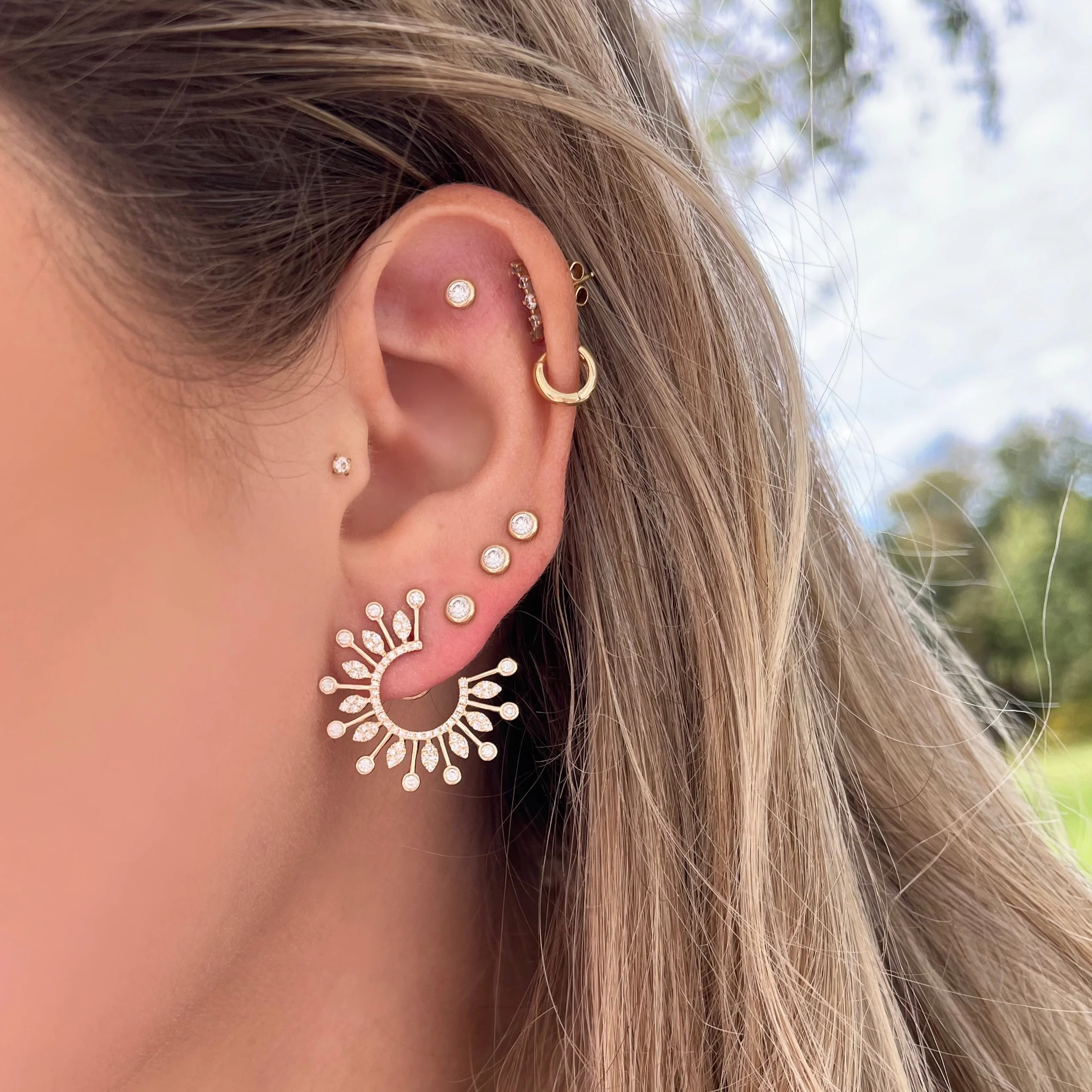 14K GOLD DIAMOND CHARLIZE EARRINGS - Image 2