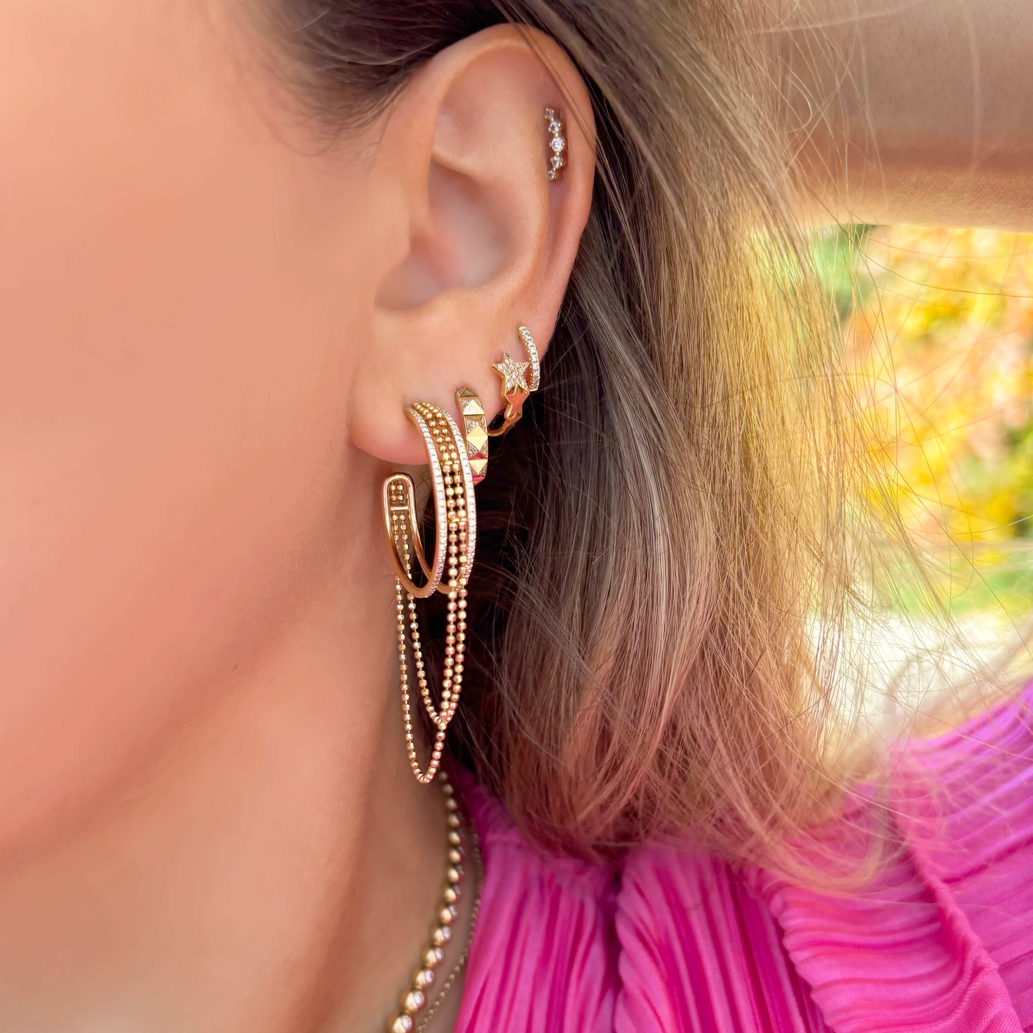14K GOLD DIAMOND CHELSEA HOOPS - Image 2