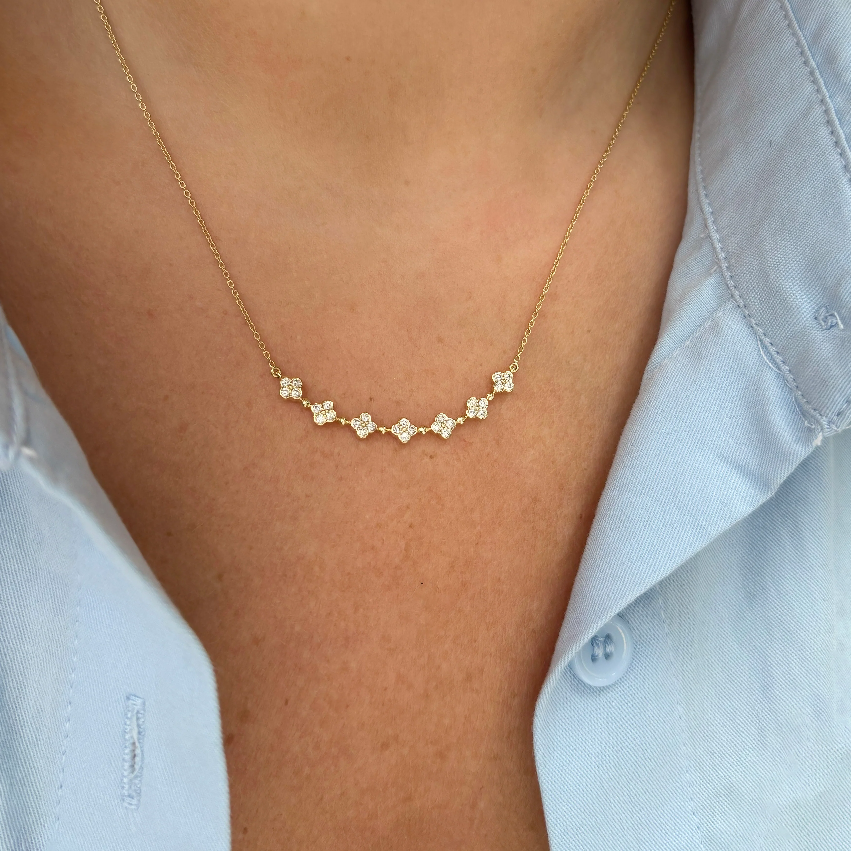 14K GOLD DIAMOND CINDY CLOVER NECKLACE - Image 2