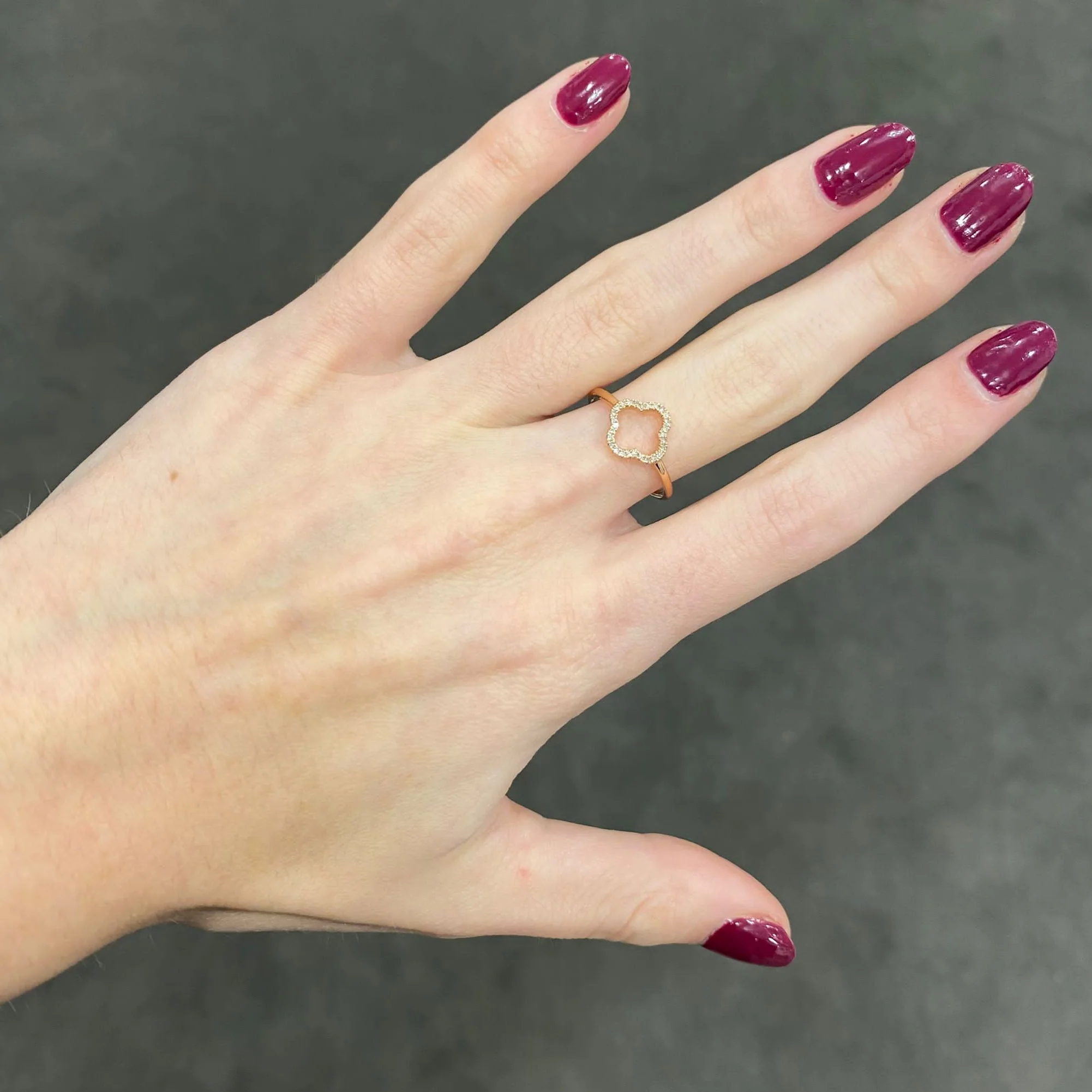 14K GOLD DIAMOND CLAIRE CLOVER RING - Image 4