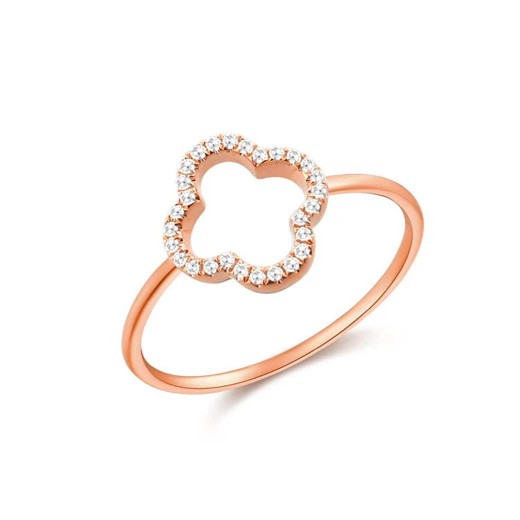 14K GOLD DIAMOND CLAIRE CLOVER RING - Image 5