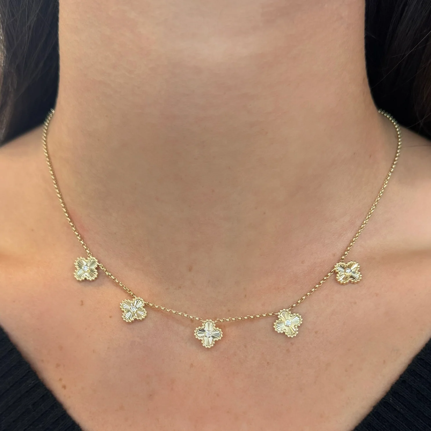 14K GOLD DIAMOND CLAUDIA CLOVER NECKLACE - Image 2