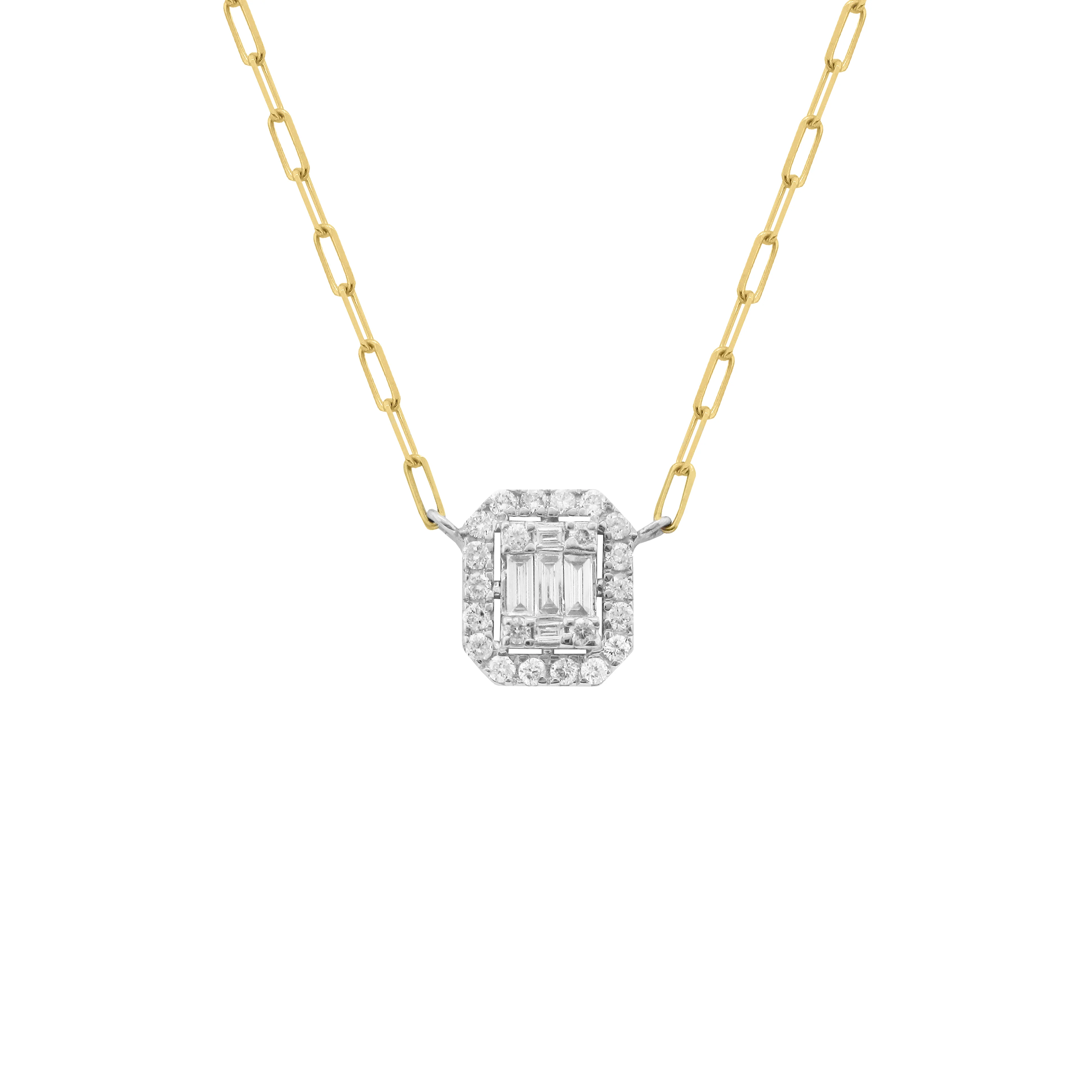 14K GOLD DIAMOND COVE PAPER CLIP NECKLACE - Image 3