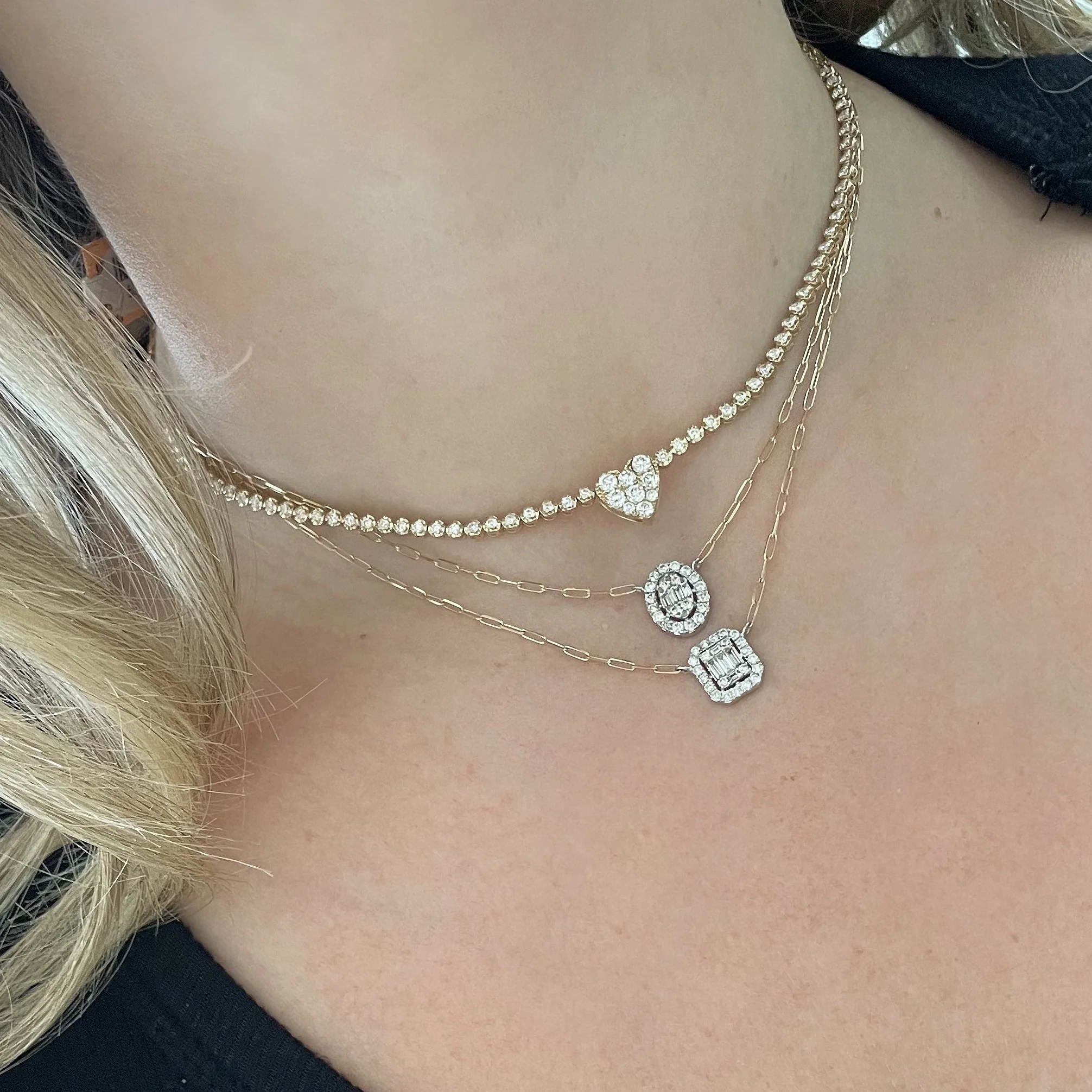 14K GOLD DIAMOND COVE PAPER CLIP NECKLACE - Image 4