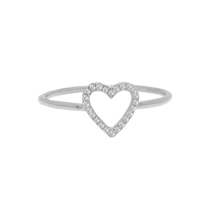 14K GOLD DIAMOND OPEN HEART RING - Image 3