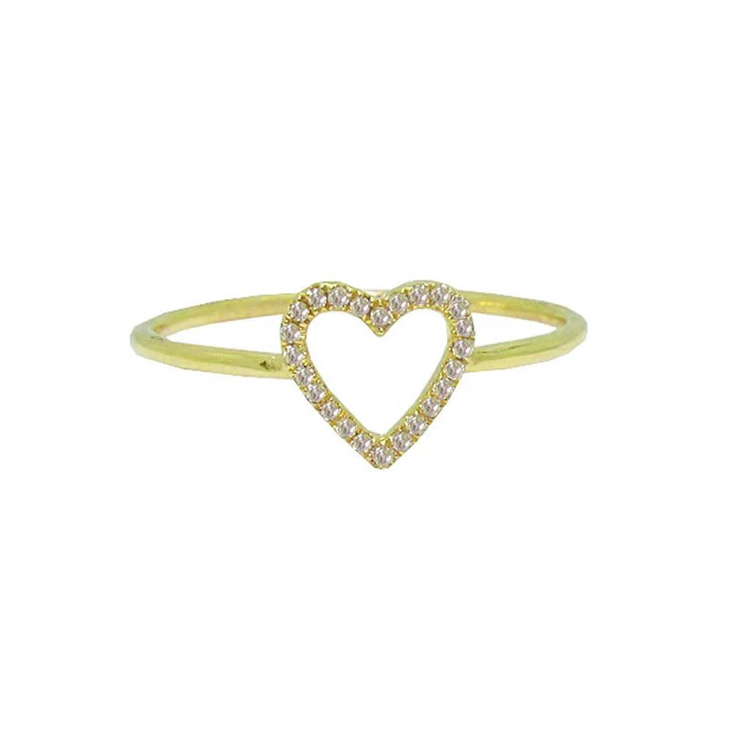 14K GOLD DIAMOND OPEN HEART RING - Image 4